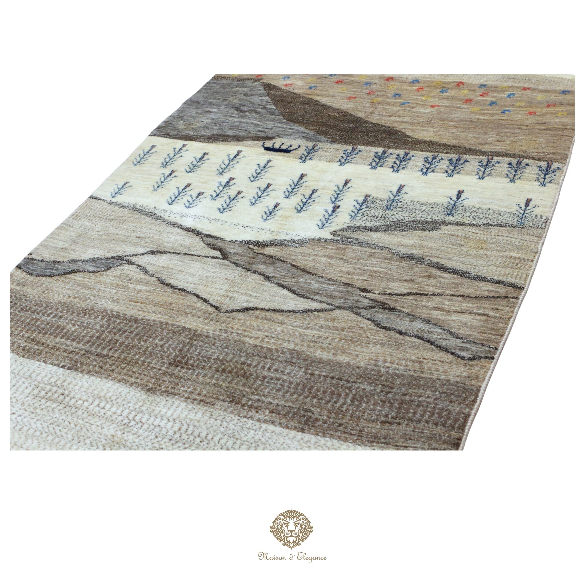 Alfombra persa Trible Fine Kashkuli con tintes naturales | Gabbeh de lana hecha a mano 196 x 122 cm