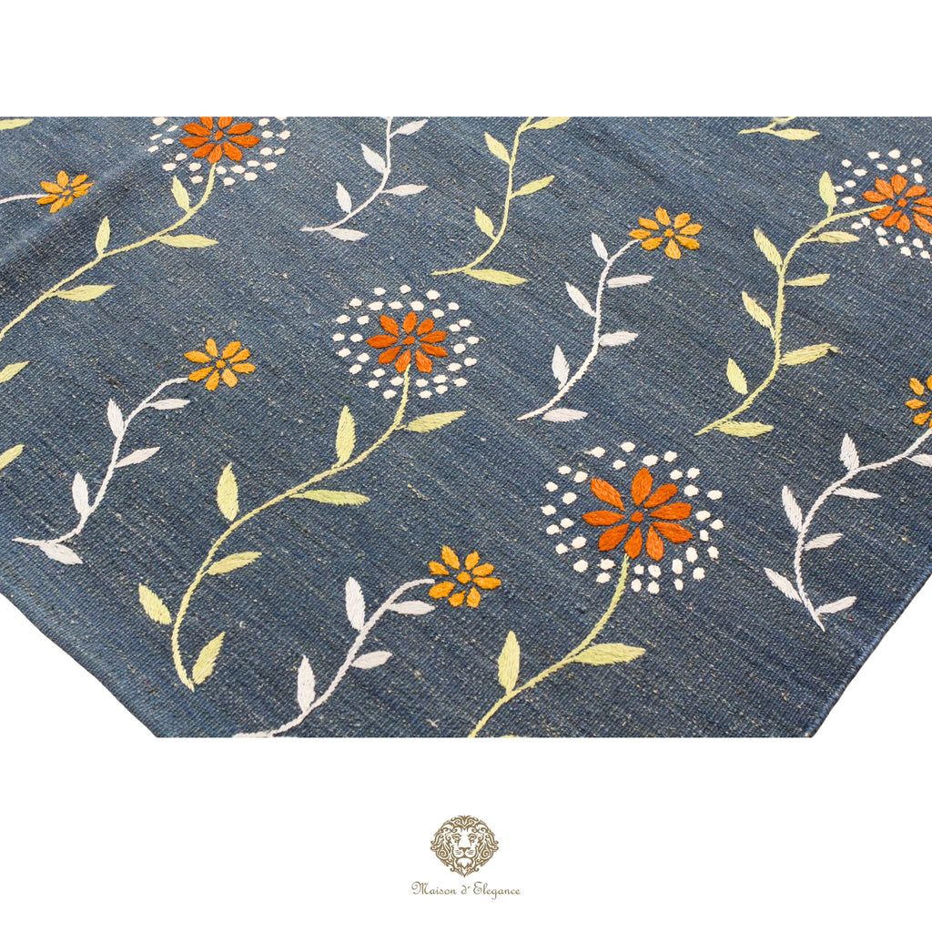 Kilim única moderna Tejido a Mano | Alfombra Plana de Lana y Seda con Tintes Naturales 170x227 m