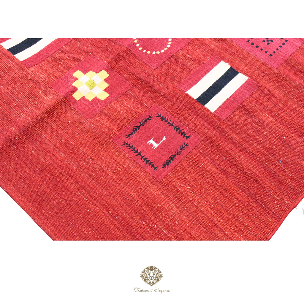 Kilim única moderna Tejido a Mano | Alfombra Plana de Lana y Seda con Tintes Naturales 236x296 cm