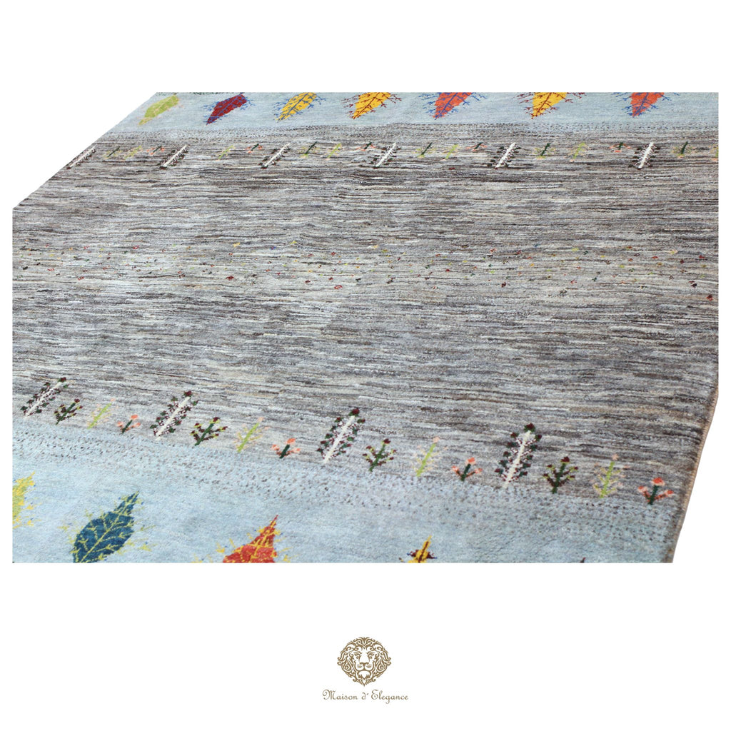Alfombra persa Kashkuli colorido tribal naturale color | Gabbeh de lana hecha a mano 203x205 cm