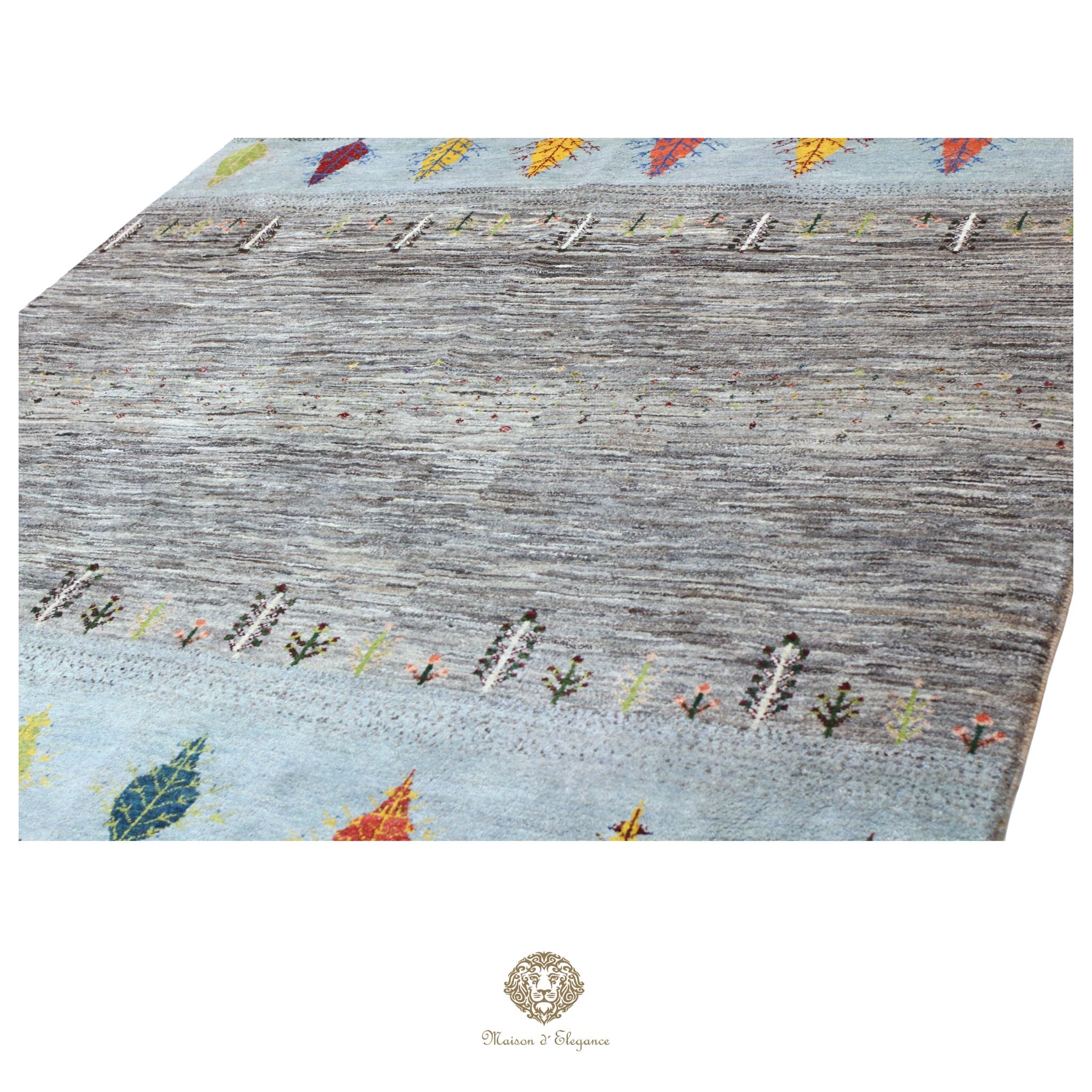 Alfombra persa Kashkuli colorido tribal naturale color | Gabbeh de lana hecha a mano 203x205 cm