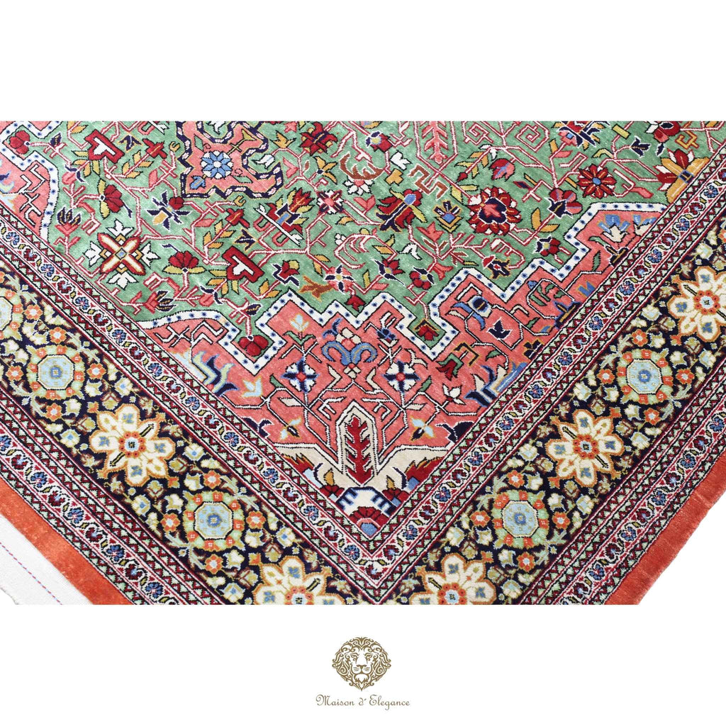 Alfombra persa exclusiva de seda pura, anudada a mano, teñida de forma natural, obra maestra de alta gama, firmada, 101 x 155 cm
