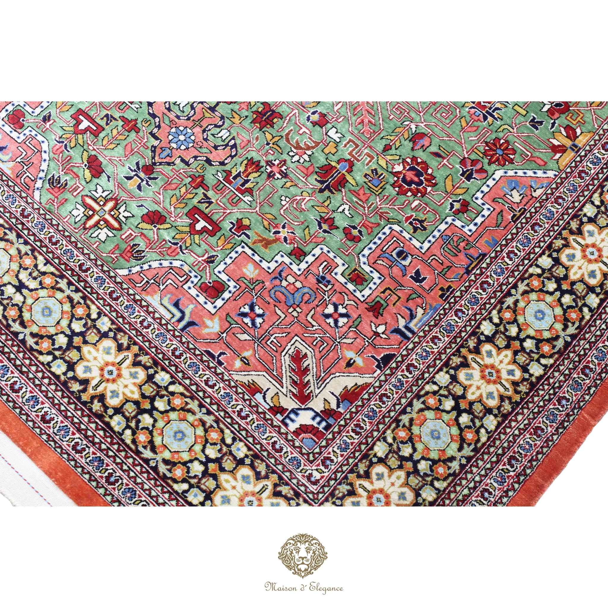 Alfombra persa exclusiva de seda pura, anudada a mano, teñida de forma natural, obra maestra de alta gama, firmada, 101 x 155 cm