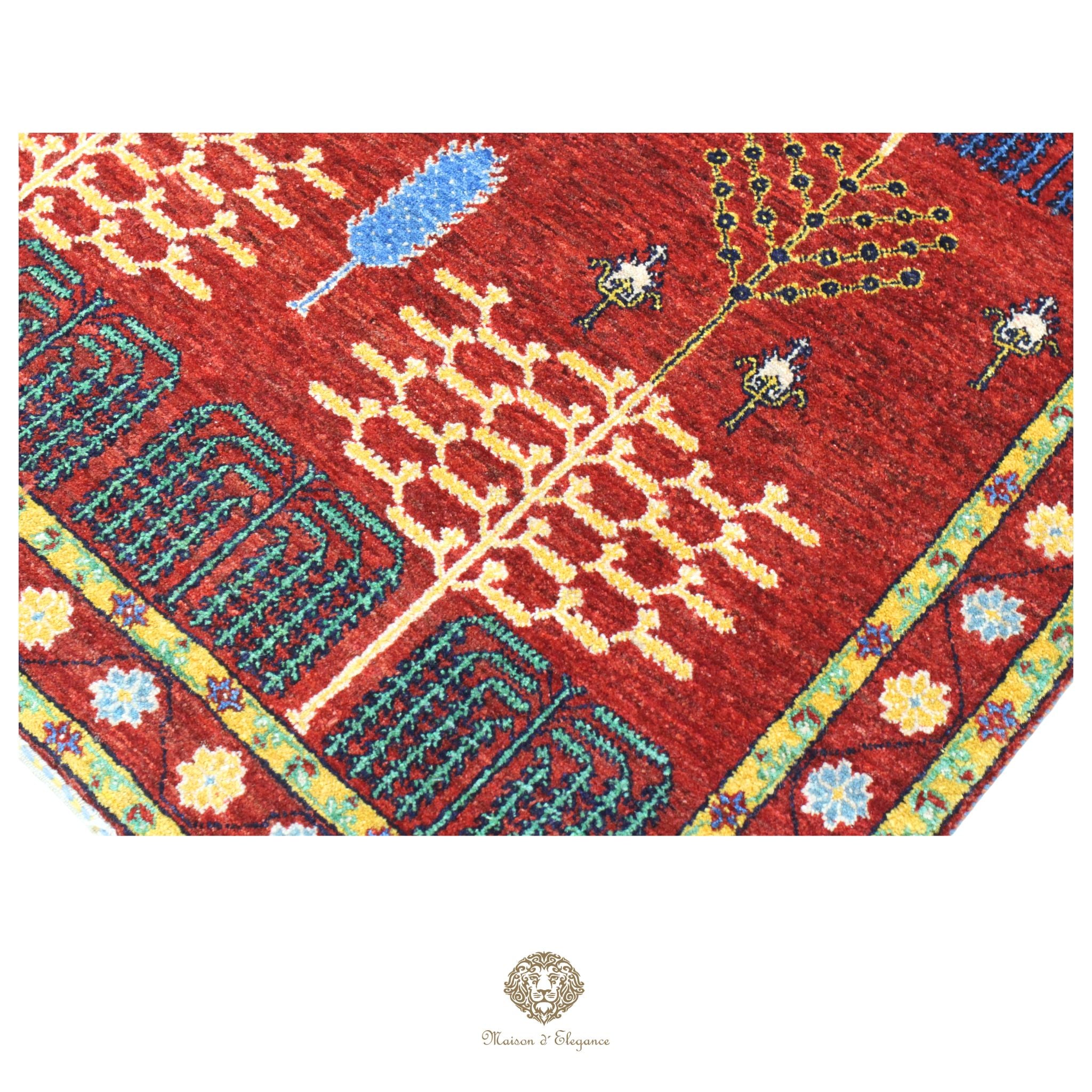 Alfombra persa Trible Fine Kashkuli con tintes naturales | Loribaft de lana hecha a mano 119 x 177 cm