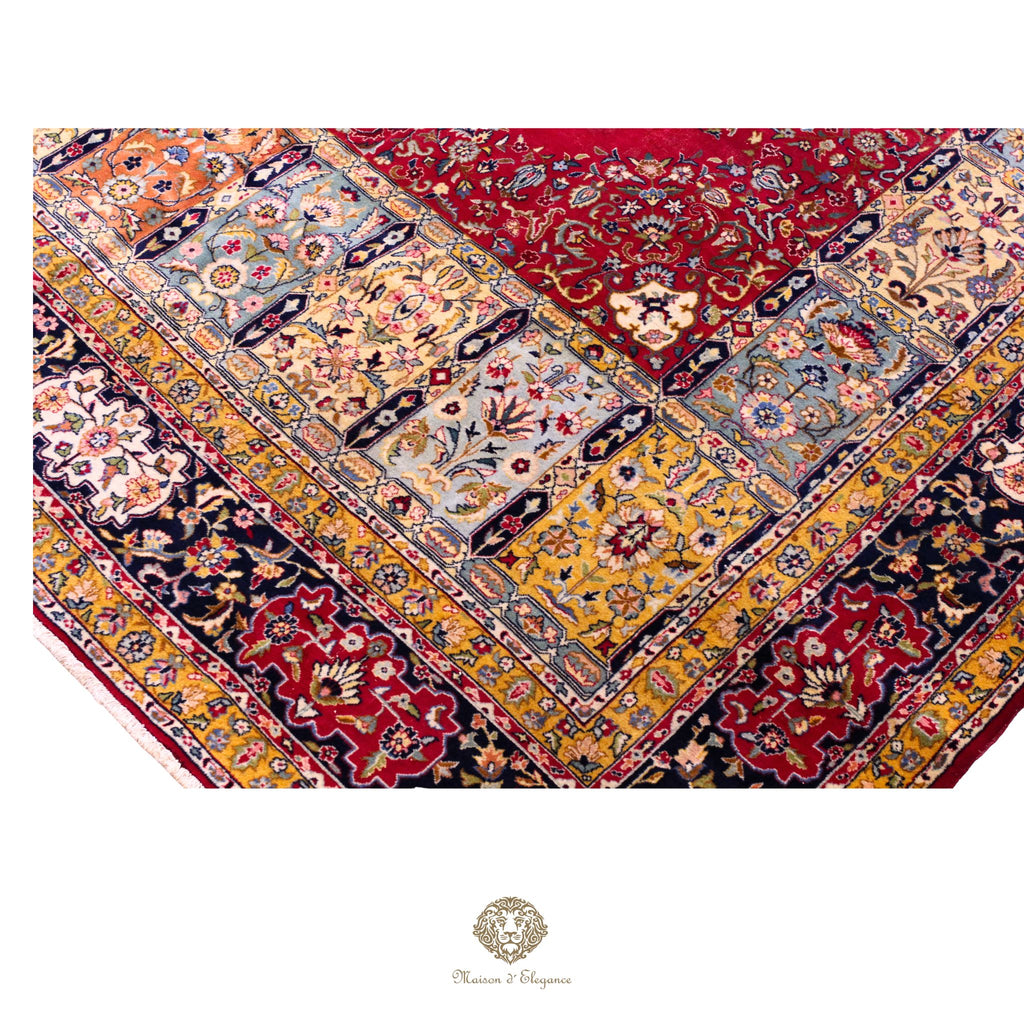 Alfombra persa clásica de lana Tabriz teñida naturalmente | Diseño de medallón hecho a mano 306 x 409 cm
