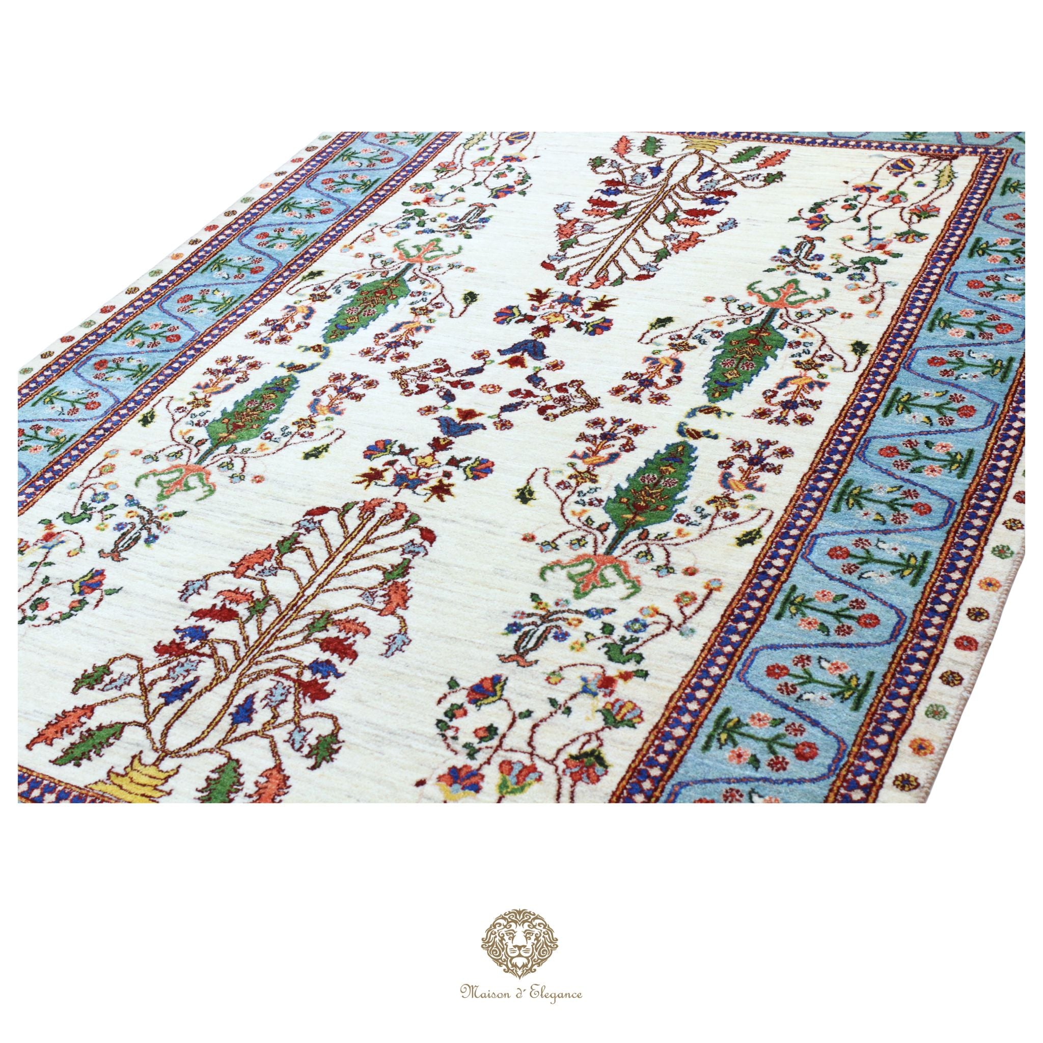 Alfombra persa Trible Fine Kashkuli con tintes naturales | Loribaft de lana hecha a mano 166 x 242 cm