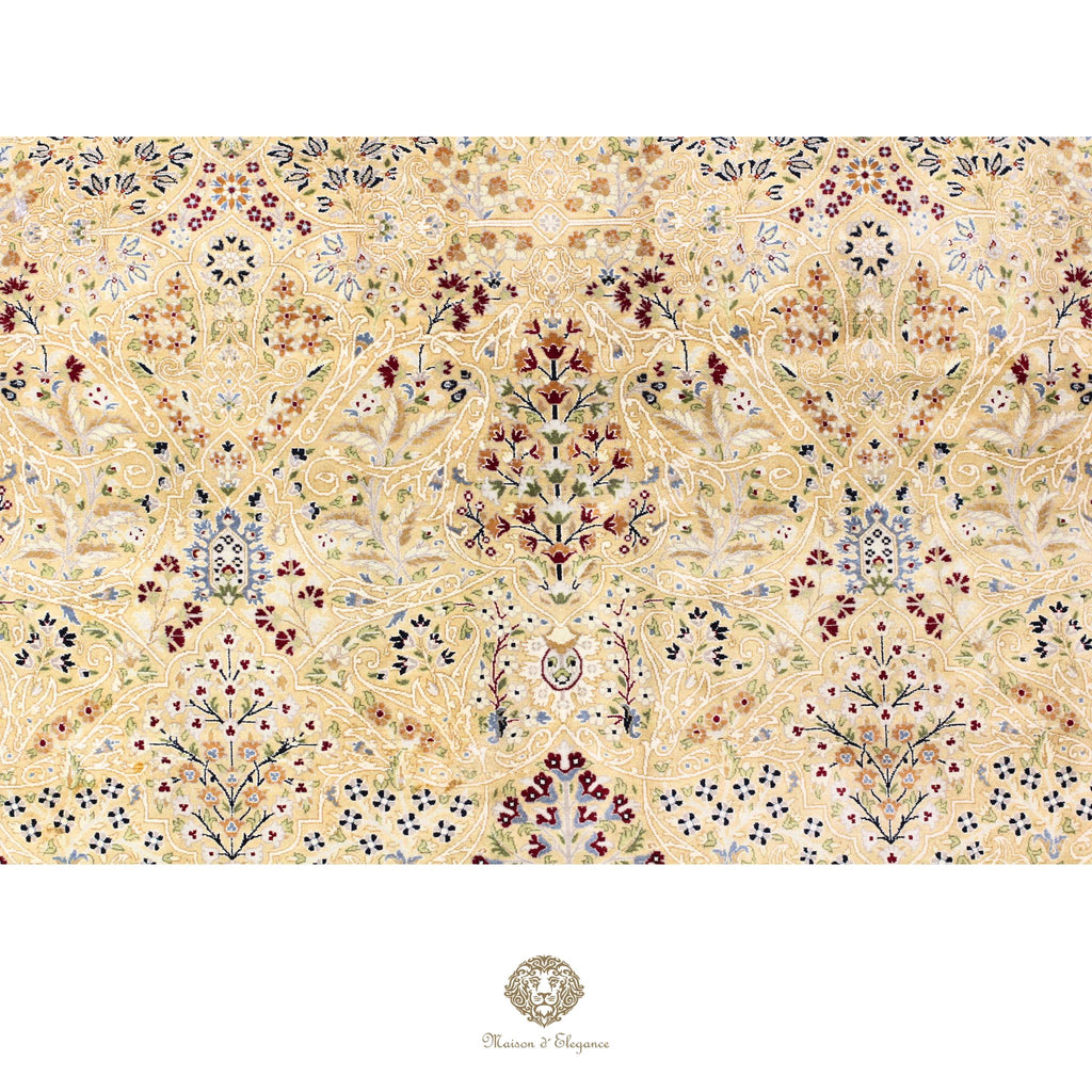 Alfombra de lana superfina color beige marfil con diseño floral | Elegancia 245 x 325 cm