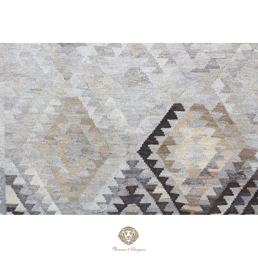 Alfombra Kilim Geométrico Transicional 135x194cm Lana Pura Teñido Natural - Artesanal