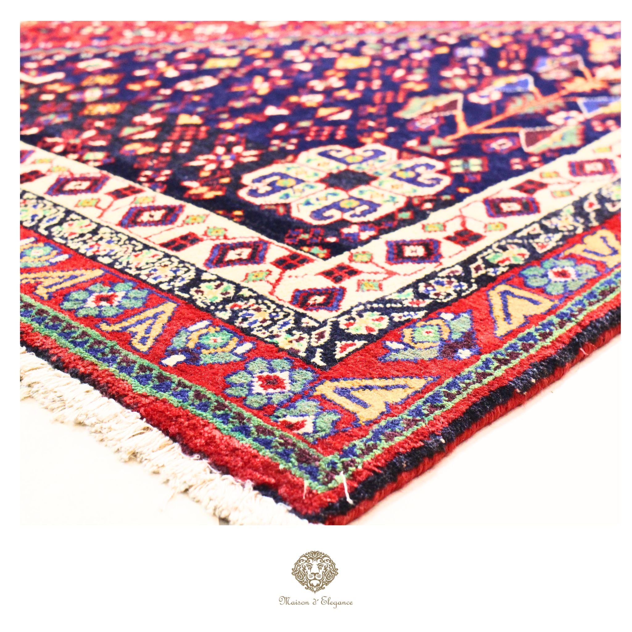 Alfombra persa Qashqai Shiraz Abadeh | Diseño geométrico tribal teñido con tintes naturales 160x263 cm