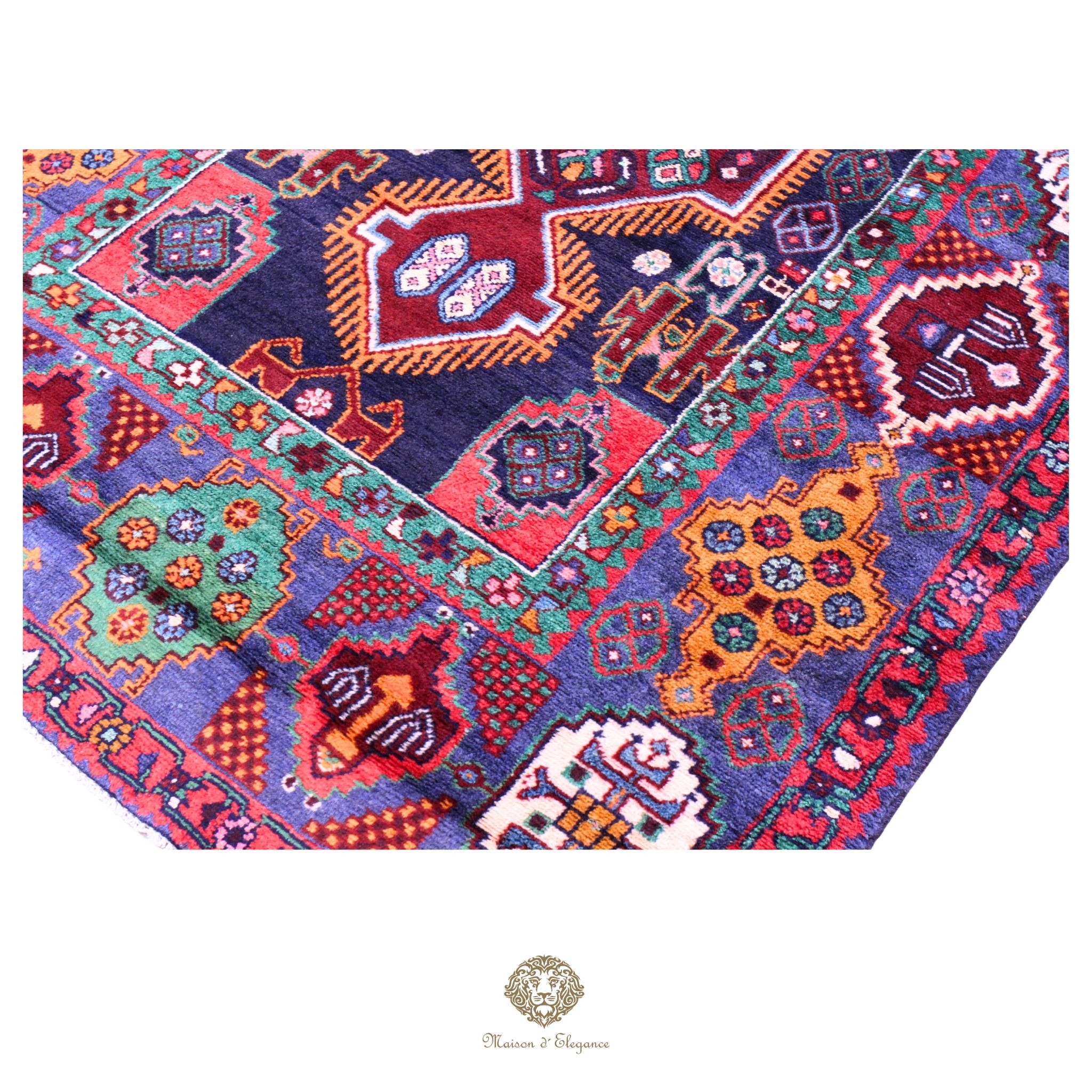 Alfombra persa Hamedan | Diseño tribal de lana teñida natural