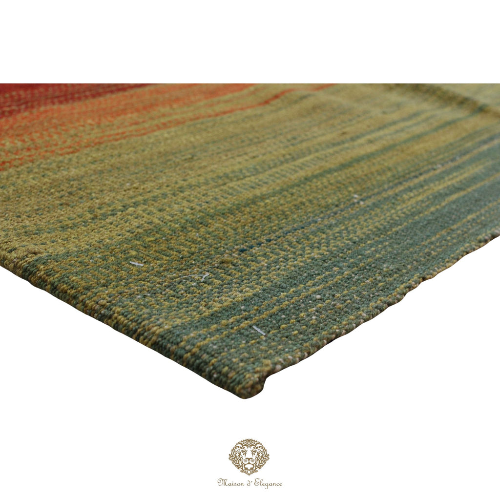 Alfombra Kelim Kia Sar Amarillo Verde Intenso Lana 186x240 cm