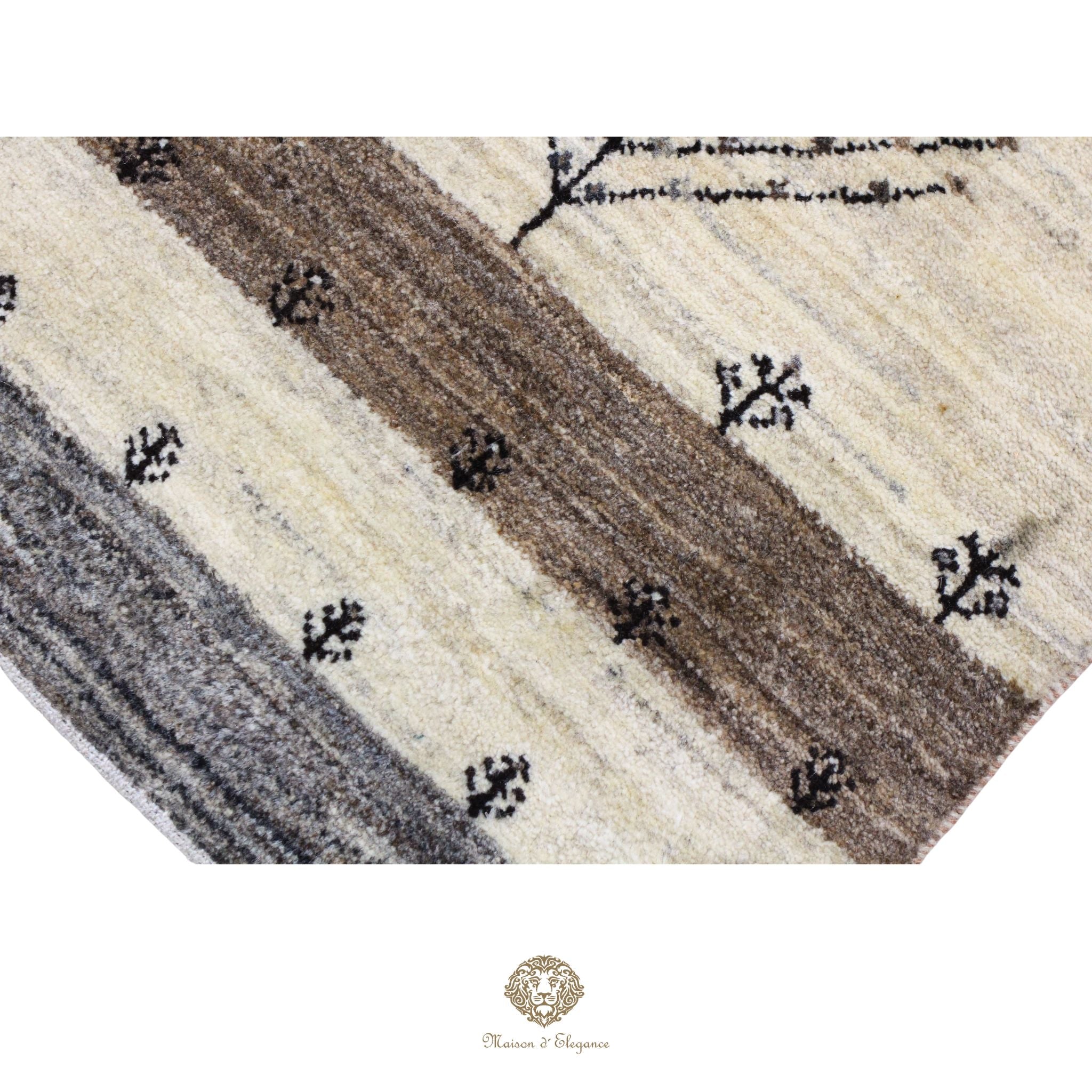 Alfombra persa Kashkuli blanca | Gabbeh de lana hecha a mano 61x92 cm