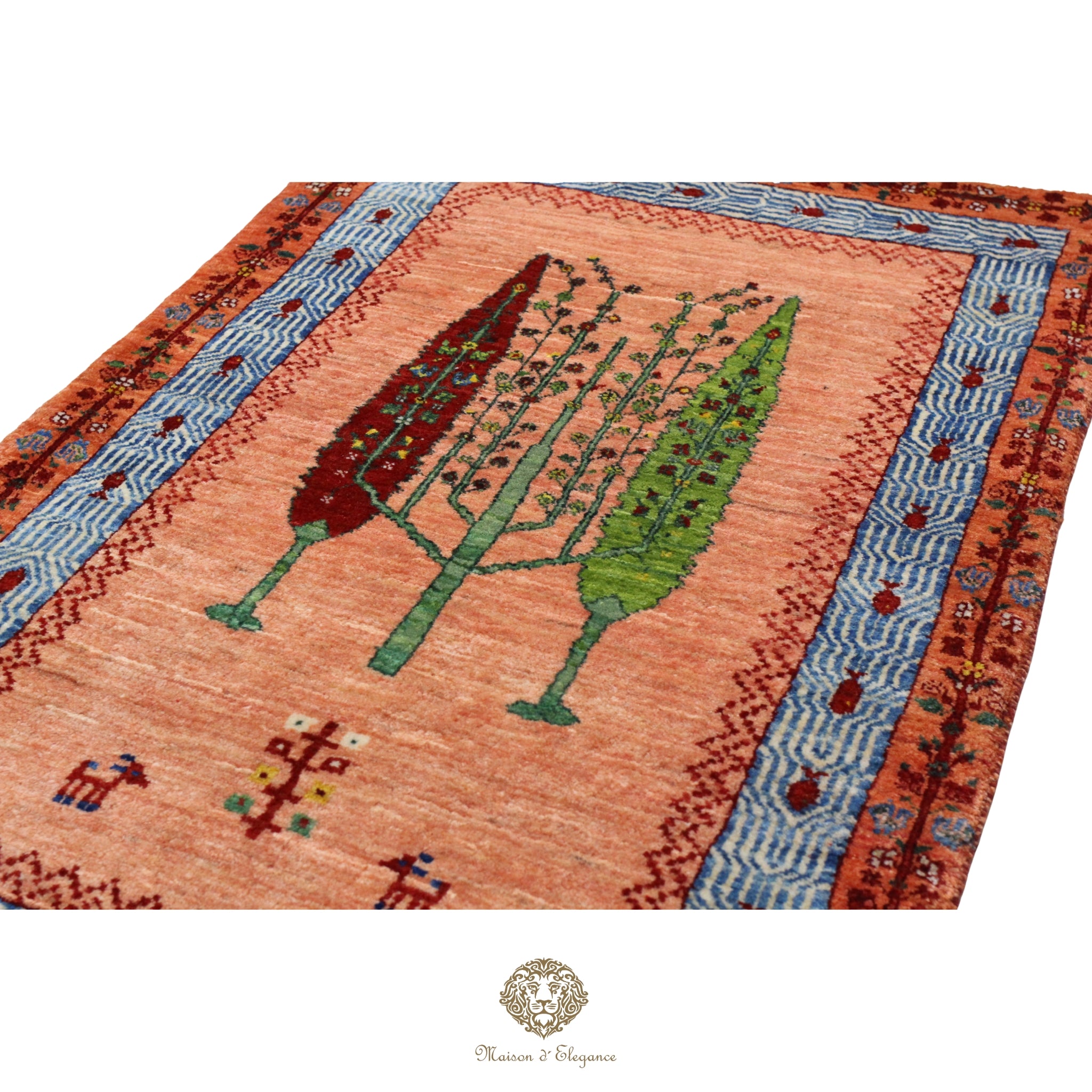 Alfombra Loribaft Rosa Persa Lana 100% Hecha a Mano 82x128 cm