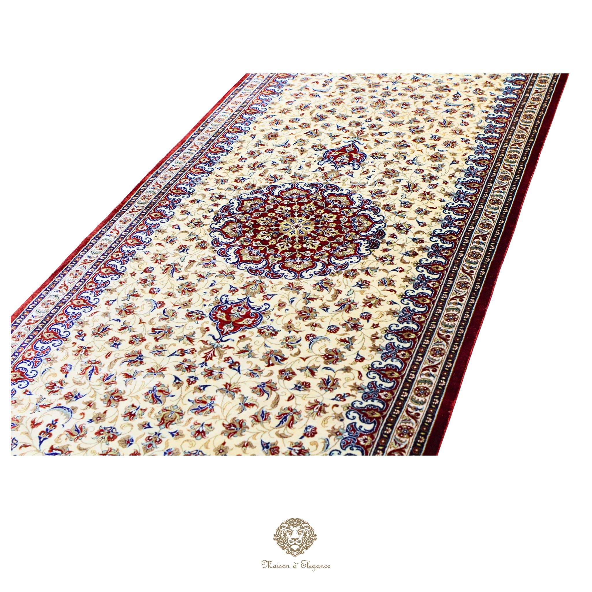 Alfombra persa de seda pura superfina, anudada a mano, teñida con tintes naturales, | obra maestra, firmada, 71 x 312 cm