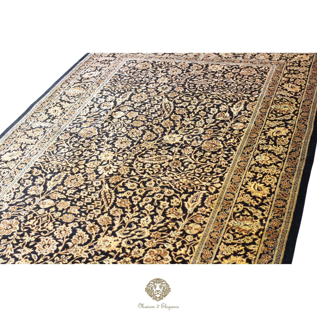 Alfombra persa exclusiva de seda pura, anudada a mano, teñida de forma natural, obra maestra de alta gama, firmada, 100x152 cm