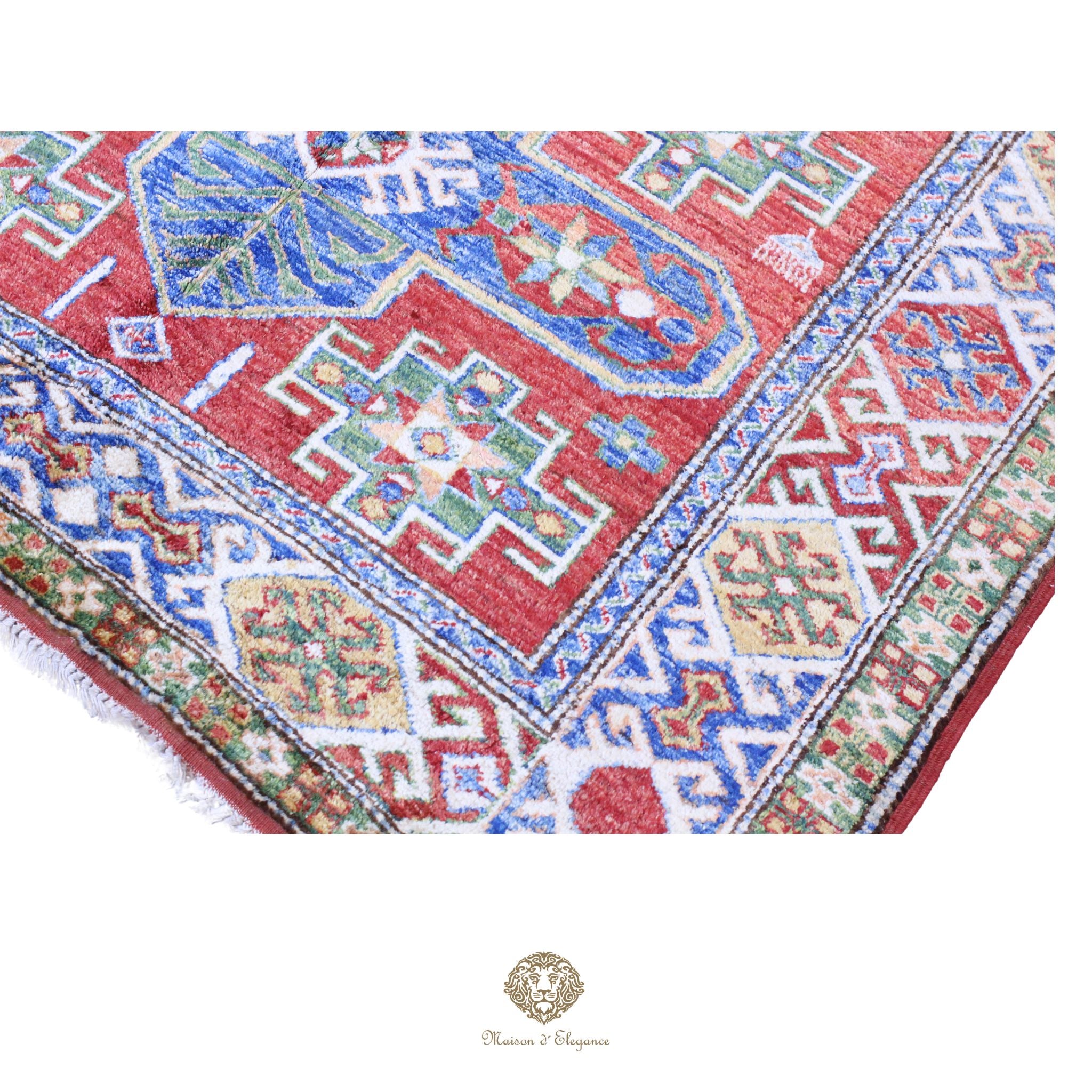 Alfombra oriental de lana Kazak, tradicional | Diseño geométrico Afganistán, 150 x 206 cm