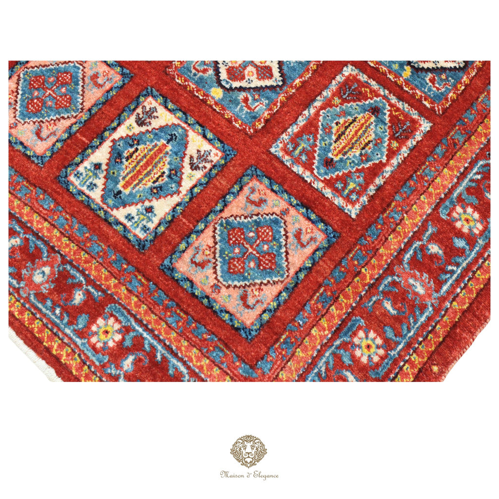 Alfombra persa Trible Fine Kashkuli con tintes naturales | Loribaft de lana hecha a mano 84 x 127 cm