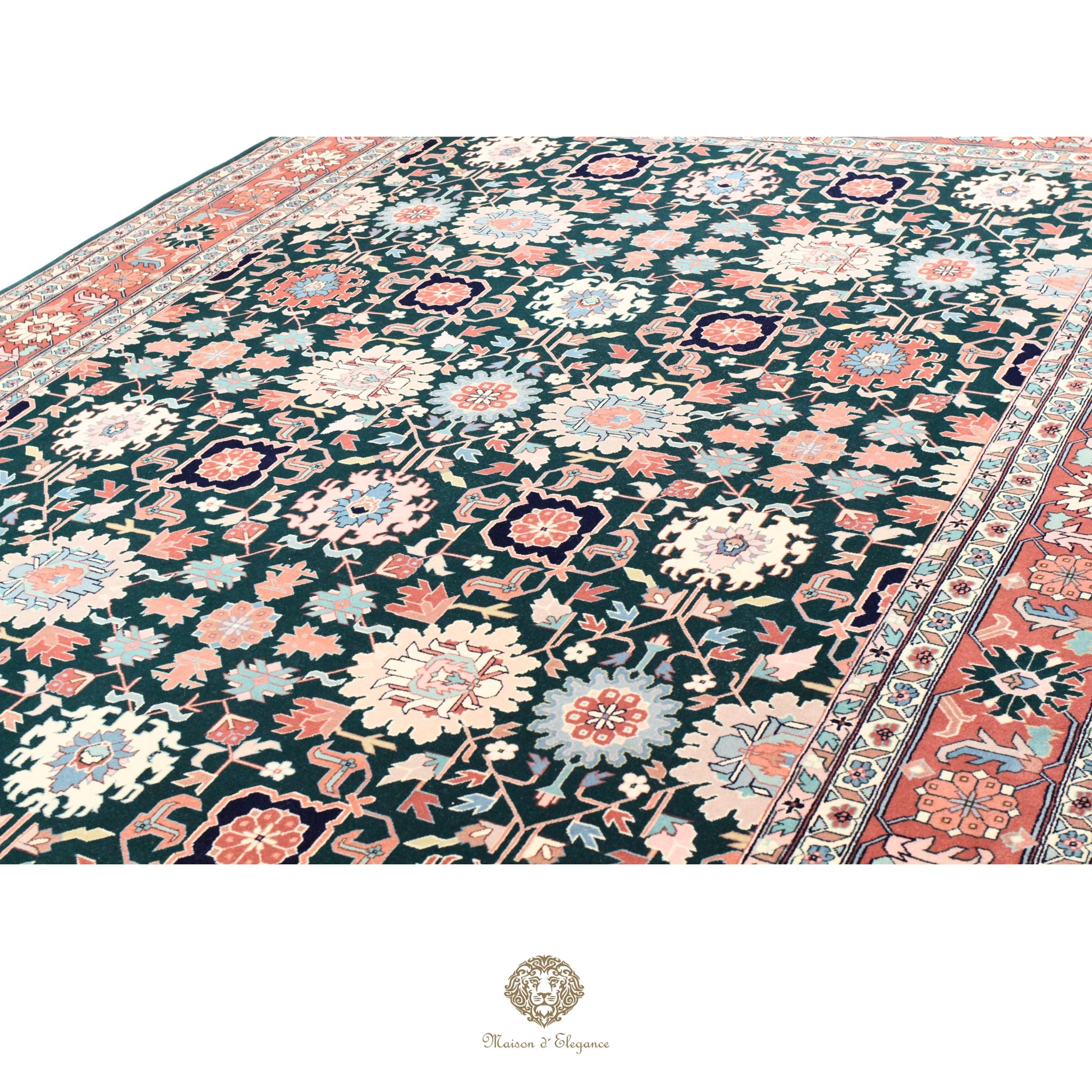 Alfombra de lana superfina con diseño floral verde Heriz | Alfombra Empire Maison 274 x 385 cm