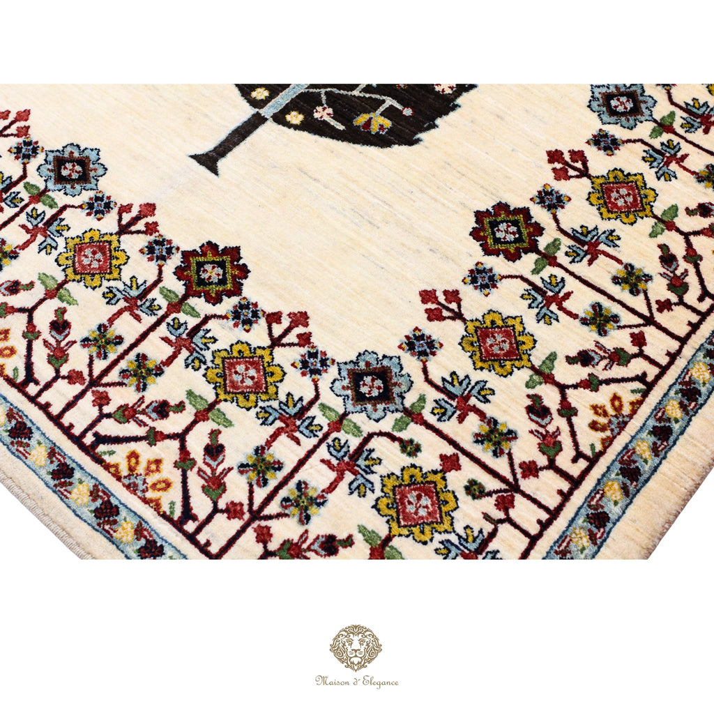 Alfombra persa de lana hecha a mano Kashkuli Nomadic | Diseño Cypress 150 x 191 cm