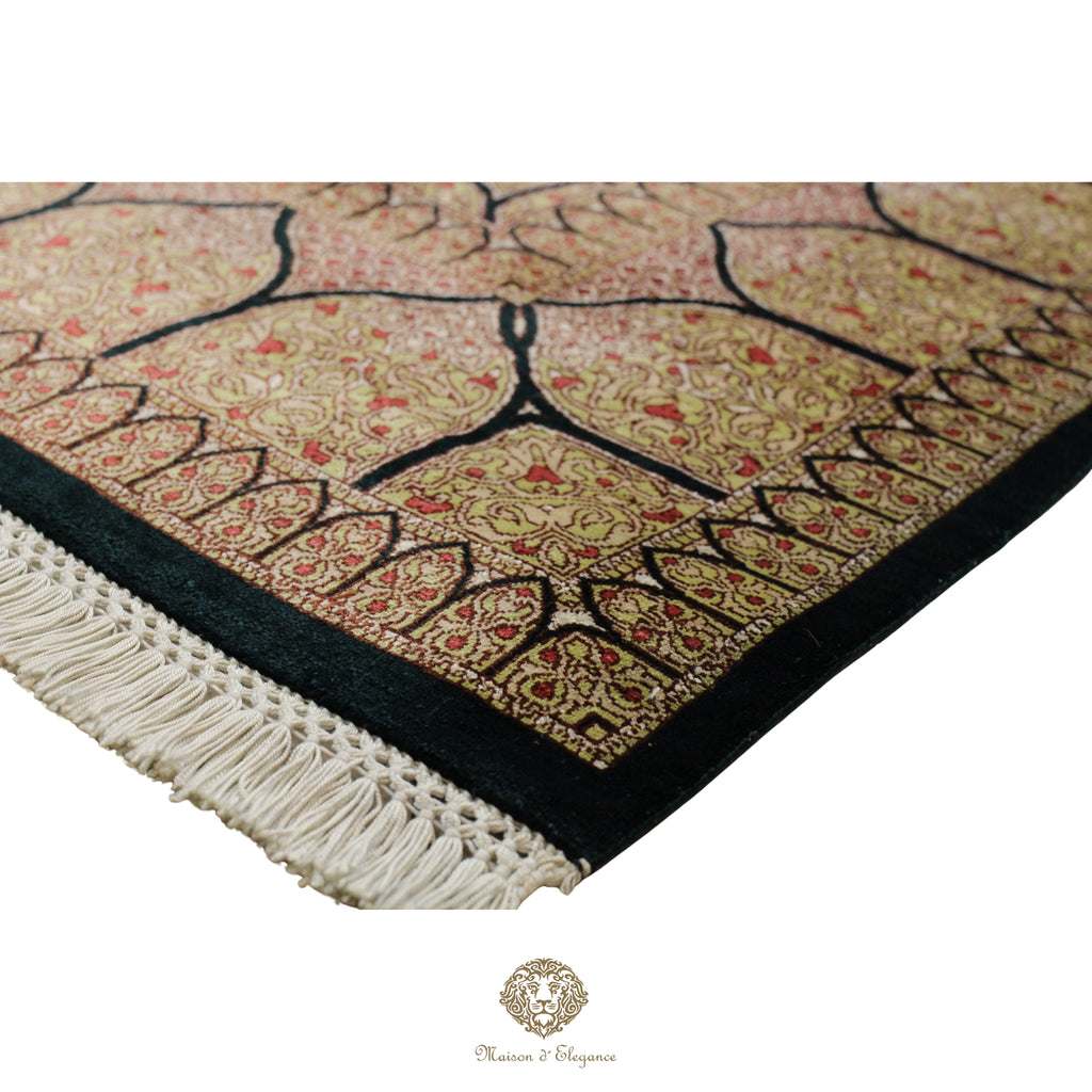 Alfombra persa exclusiva de seda pura, anudada a mano, teñida de forma natural, obra maestra de alta gama, firmada, 131x208 cm
