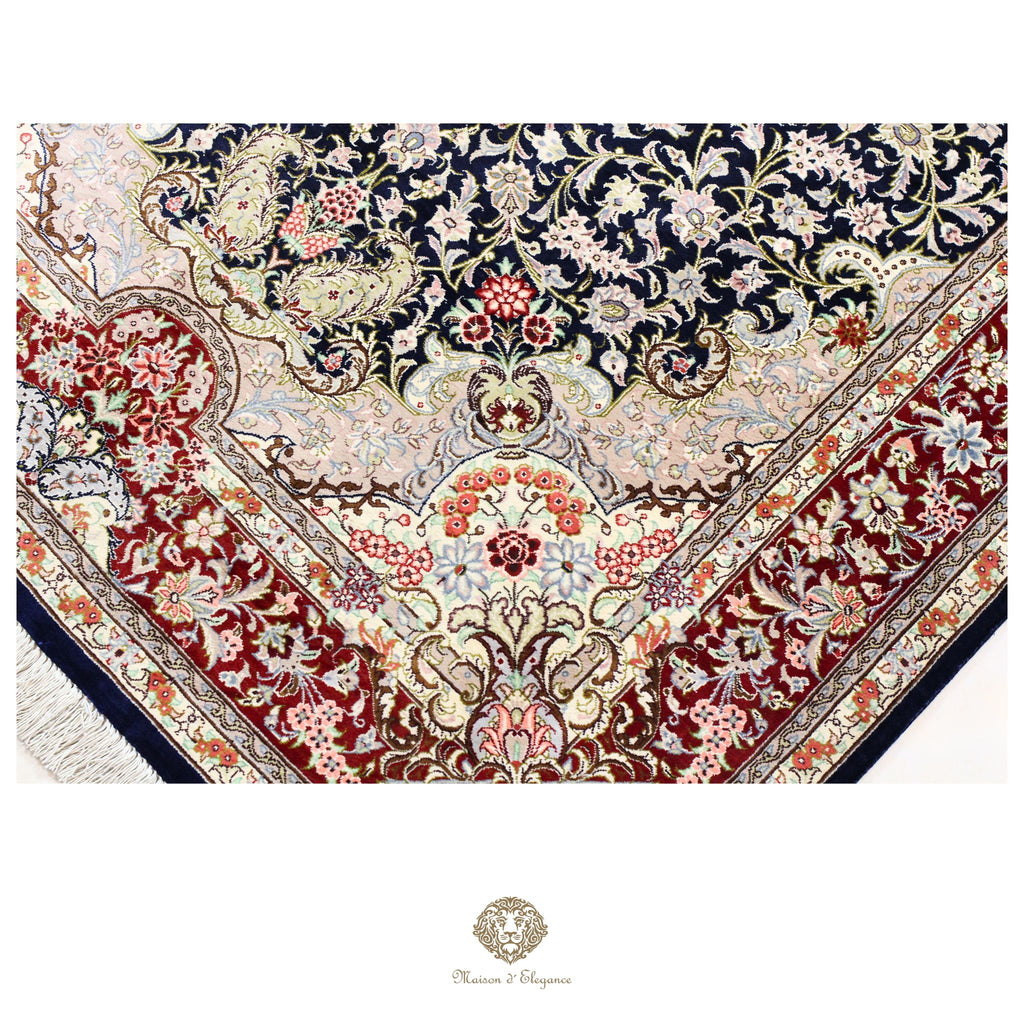 Alfombra persa exclusiva de seda pura, anudada a mano, teñida de forma natural | obra maestra de alta gama, firmada, 100 x 155 cm