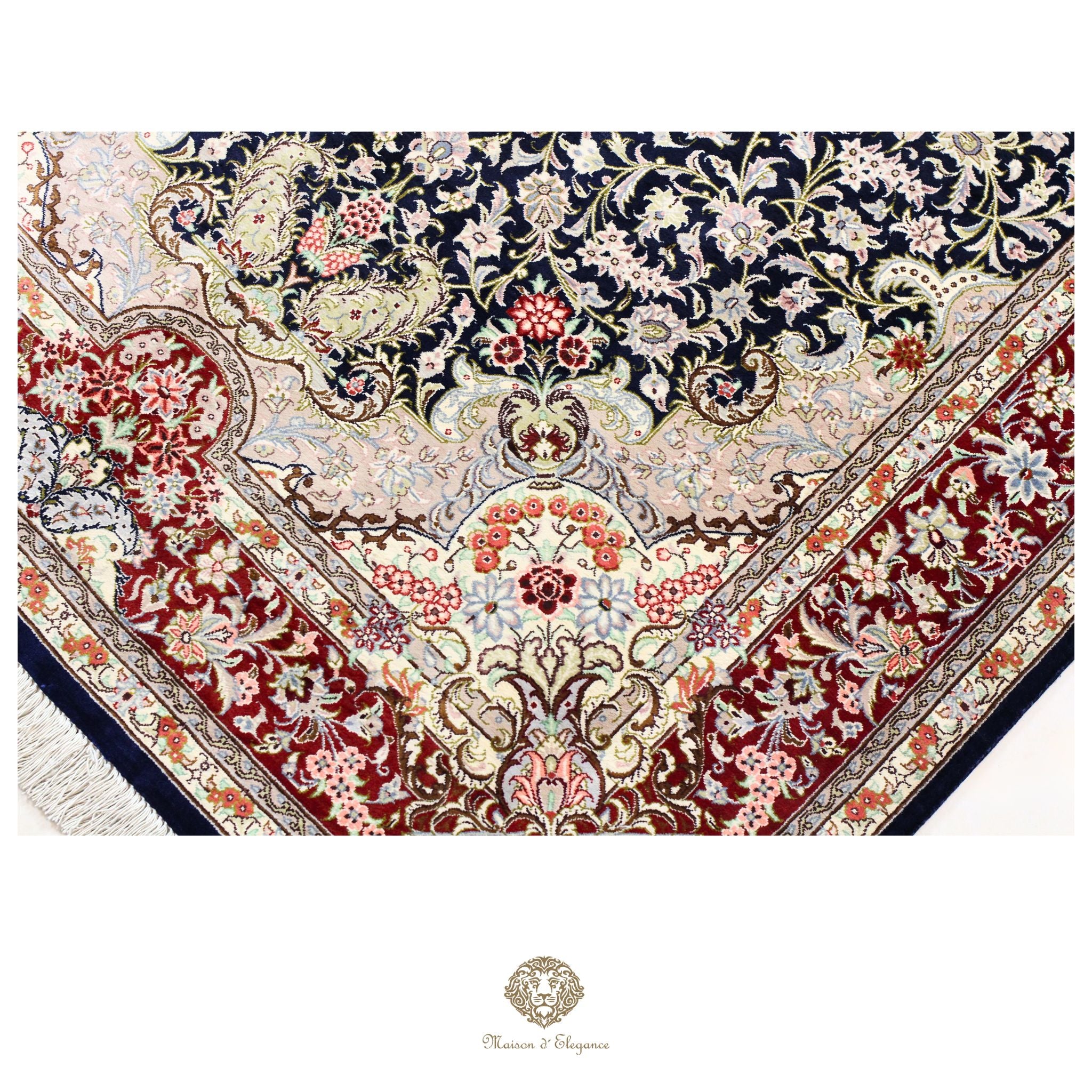 Alfombra persa exclusiva de seda pura, anudada a mano, teñida de forma natural | obra maestra de alta gama, firmada, 100 x 155 cm