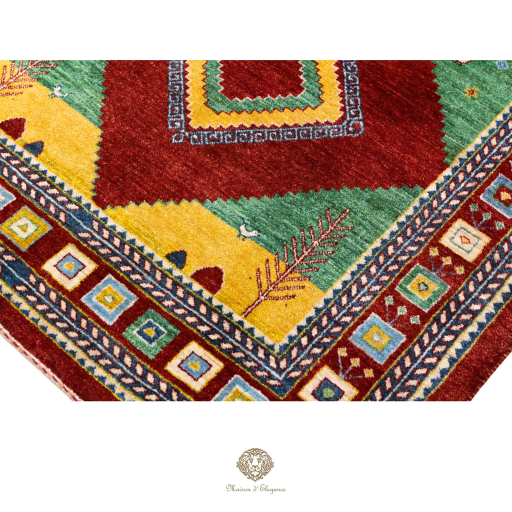 Alfombra persa Kashkuli colorida naturale | Gabbeh de lana hecha a mano 124 x 183 cm
