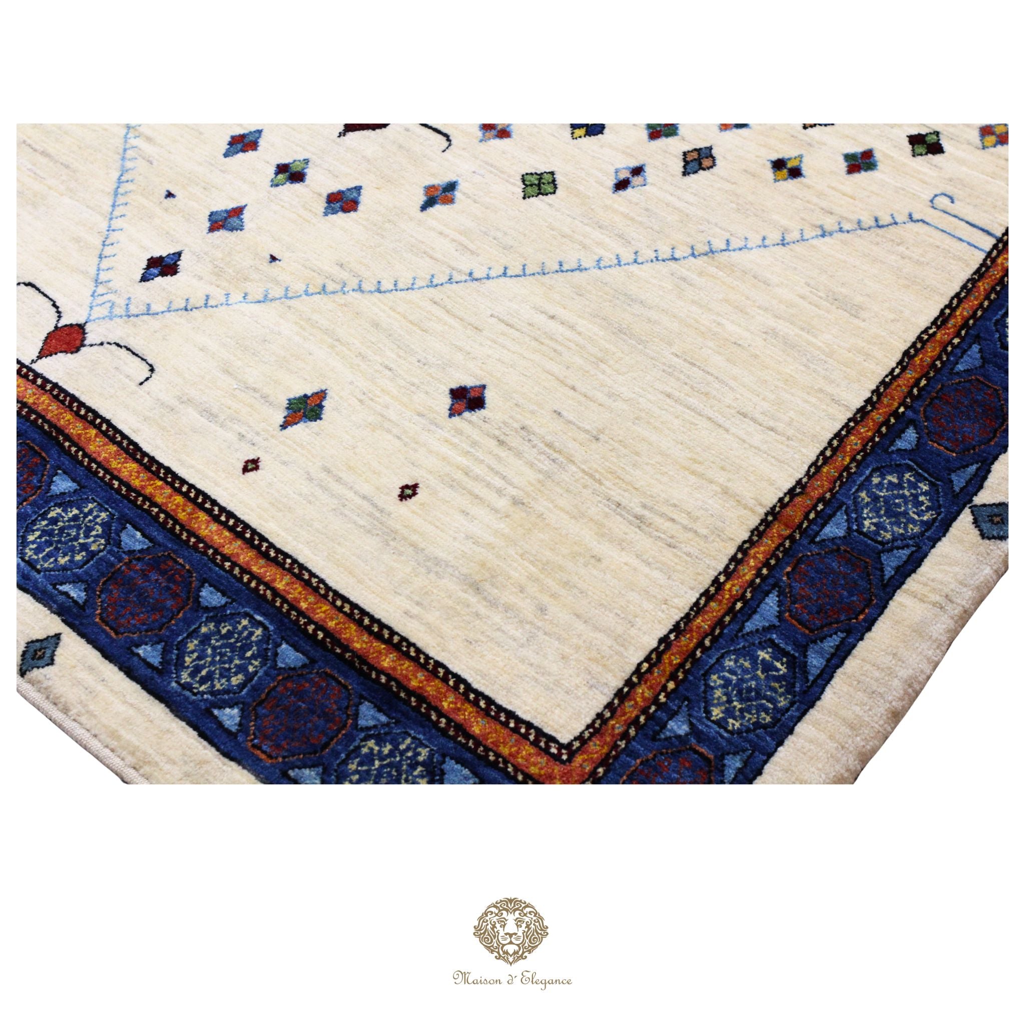Alfombra persa Trible Fine Kashkuli con tintes naturales | Loribaft de lana hecha a mano 158 x 220 cm