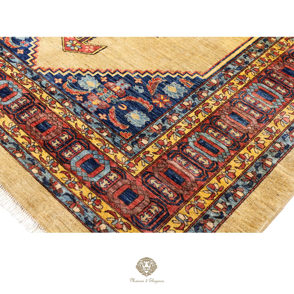 Alfombra persa de lujo estilo Bakhshayesh, lana fina | Reproducción de diseño de medallón color marfil, 240 x 342 cm
