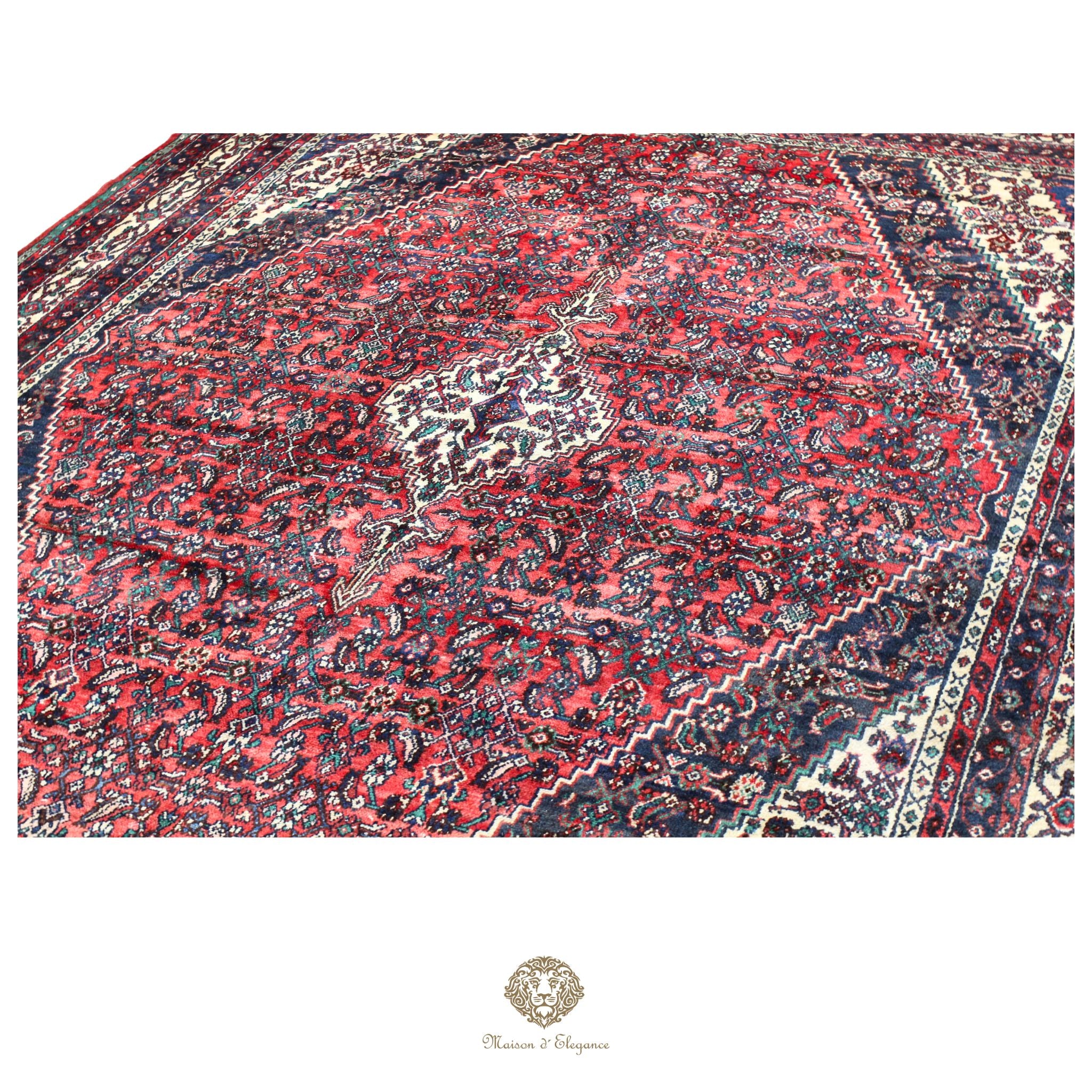 Alfombra Hamedan Lana Centro Geométrico Persa Tradicional | diseño de medallón hecho a mano 322 x 395 cm