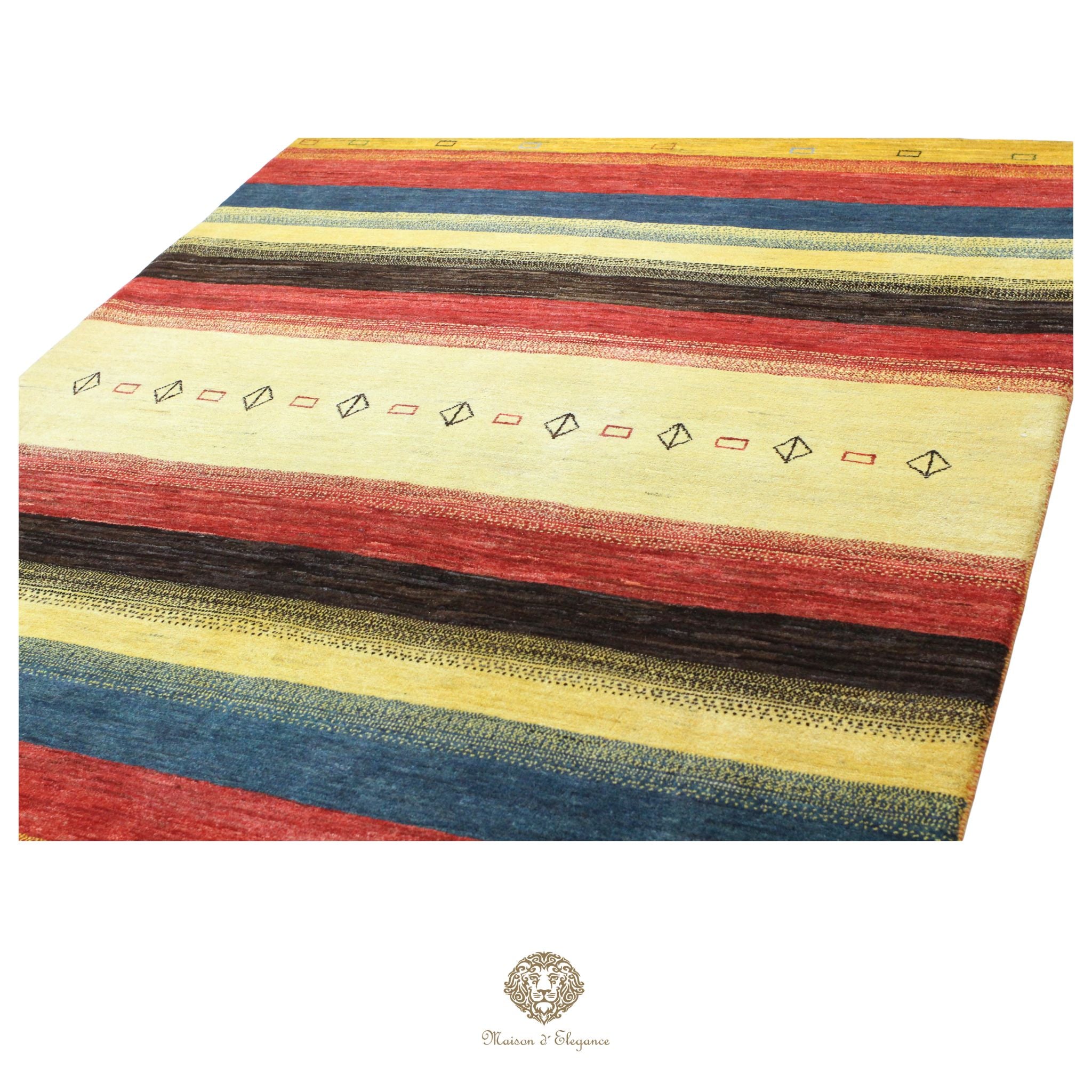 Alfombra persa Kashkuli de lana teñida naturalmente y colorida | Gabbeh hecha a mano 172 x 238 cm