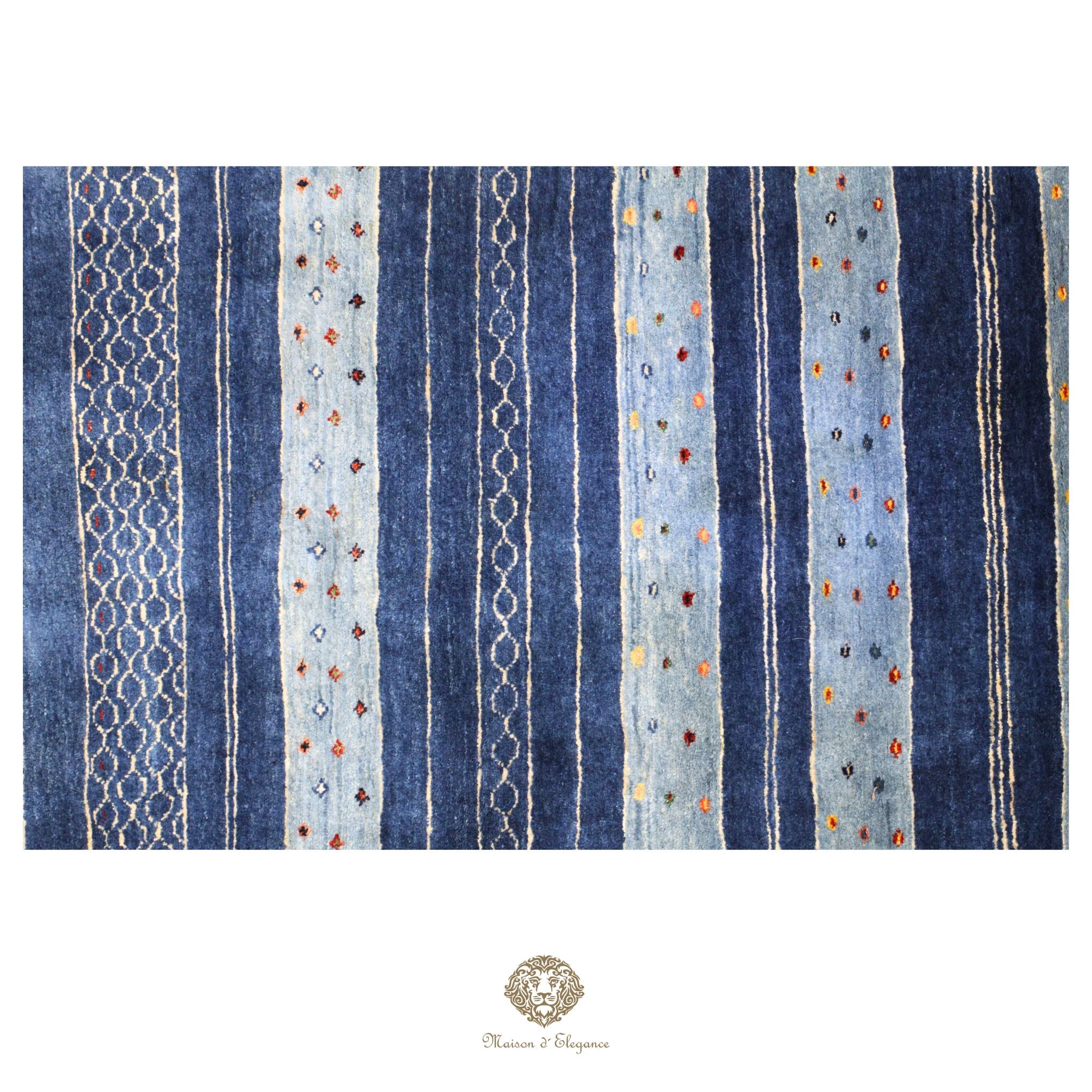 Alfombra persa Kashkuli azul | Gabbeh de lana hecha a mano 79x120 cm