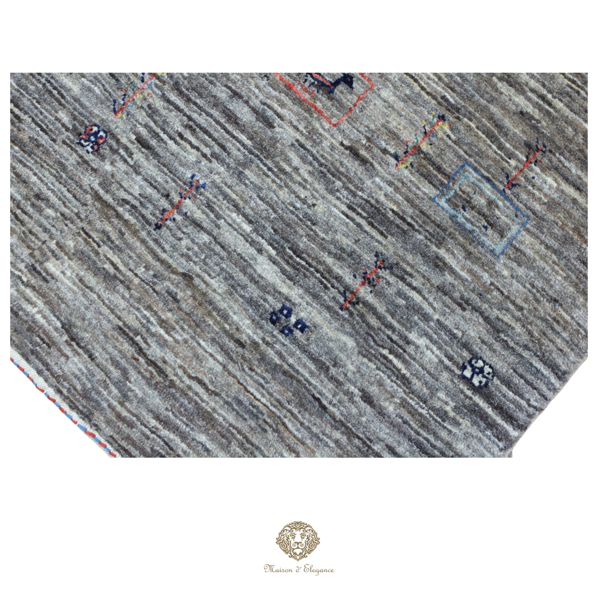 Alfombra persa Kashkuli gris tribal naturale color | Gabbeh de lana hecha a mano 85 x 117 cm
