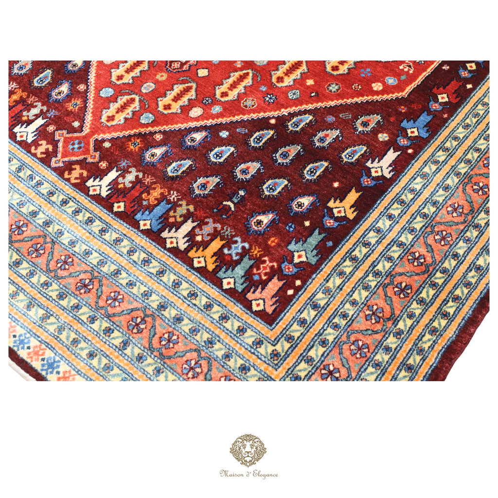 Alfombra persa Trible Fine Kashkuli con tintes naturales | Loribaft de lana hecha a mano 160 x 220 cm
