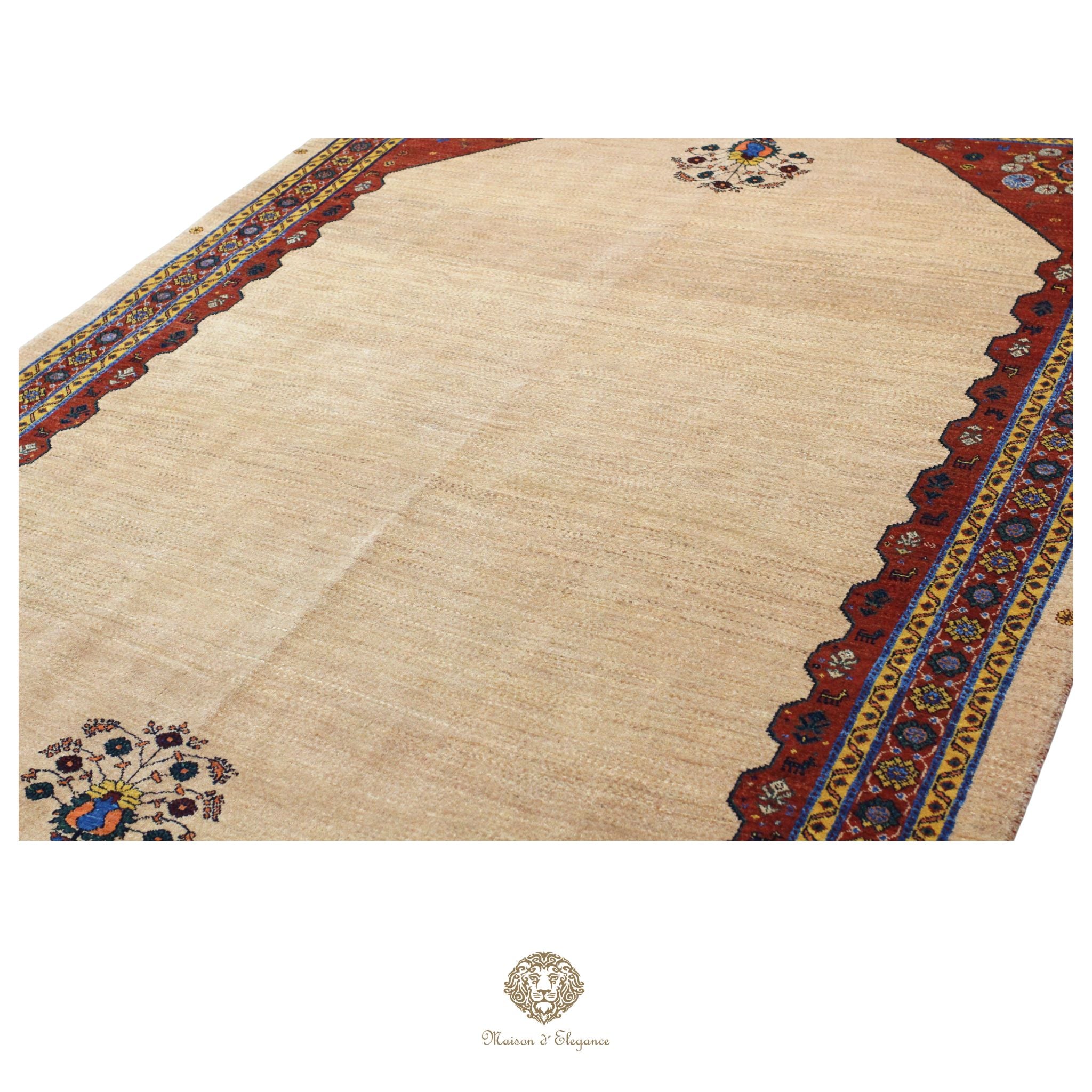 Alfombra persa Trible Fine Kashkuli con tintes naturales | Loribaft de lana hecha a mano 164 x 237 cm