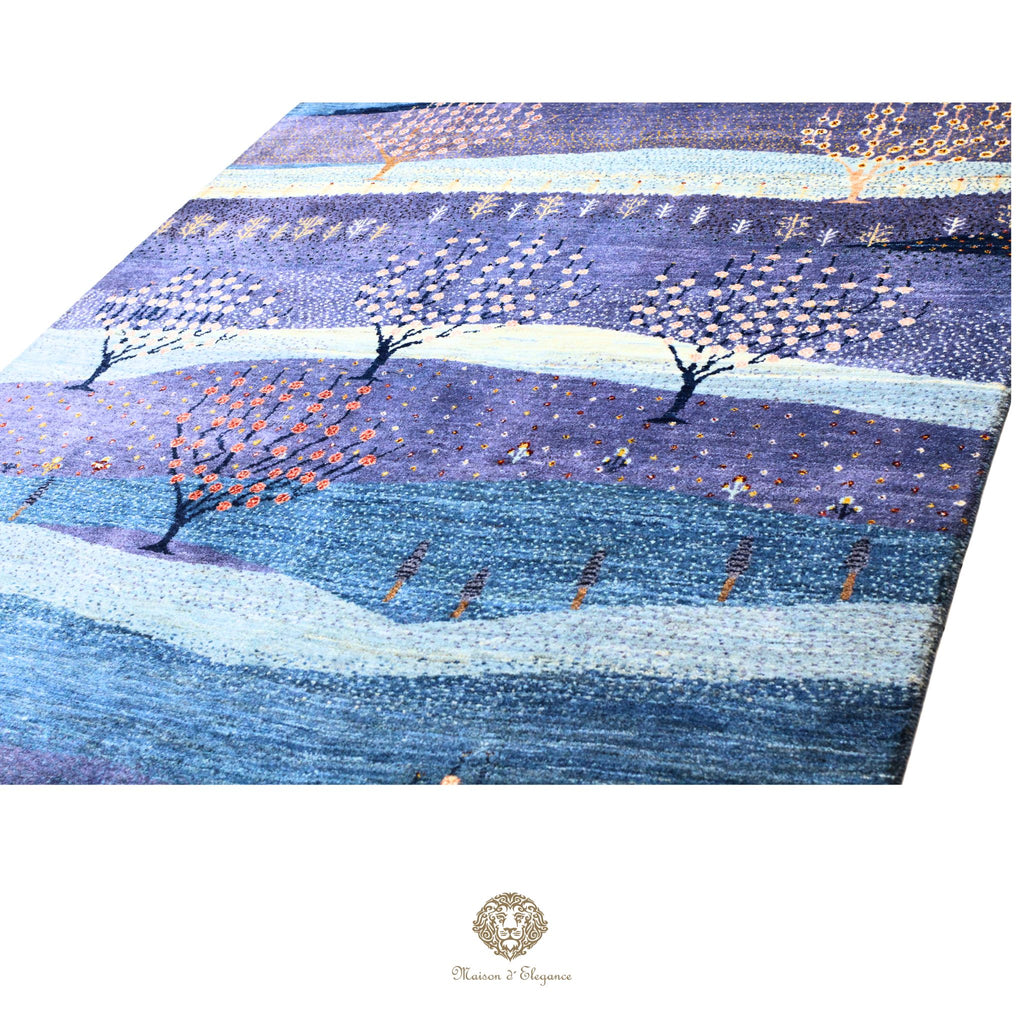 Alfombra persa Kashkuli azul | Gabbeh de lana hecha a mano 168 x 243 cm