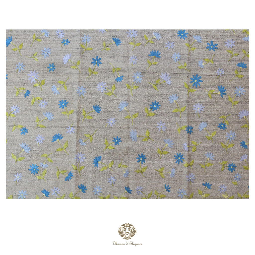 Kilim única moderna Tejido a Mano | Alfombra Plana de Lana y Seda con Tintes Naturales 209x281 cm