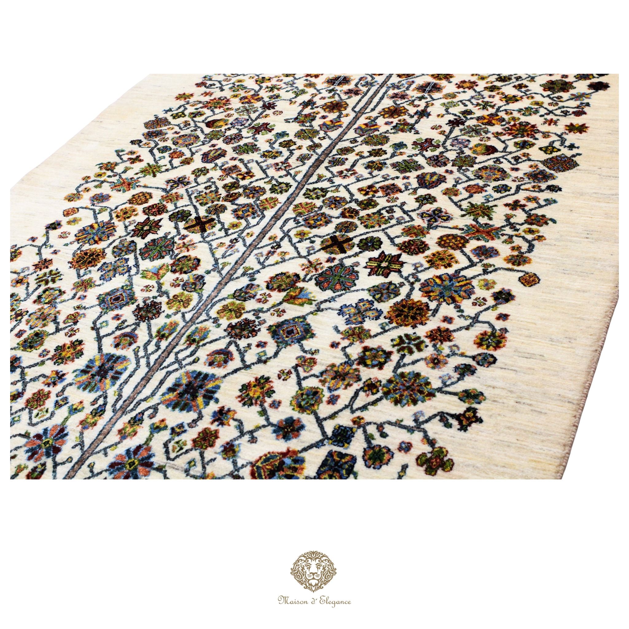 Alfombra persa Trible Fine Kashkuli con tintes naturales | Loribaft de lana hecha a mano 147 x 200 cm