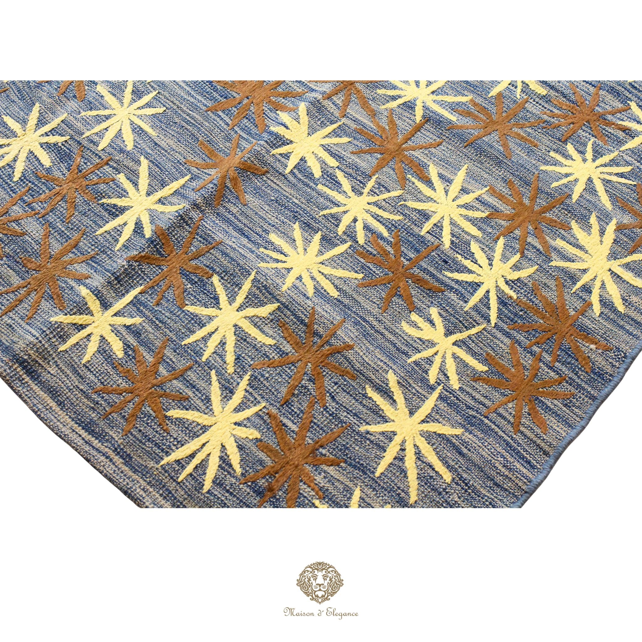 Kilim única moderna Tejido a Mano | Alfombra Plana de Lana y Seda con Tintes Naturales 186x357 cm