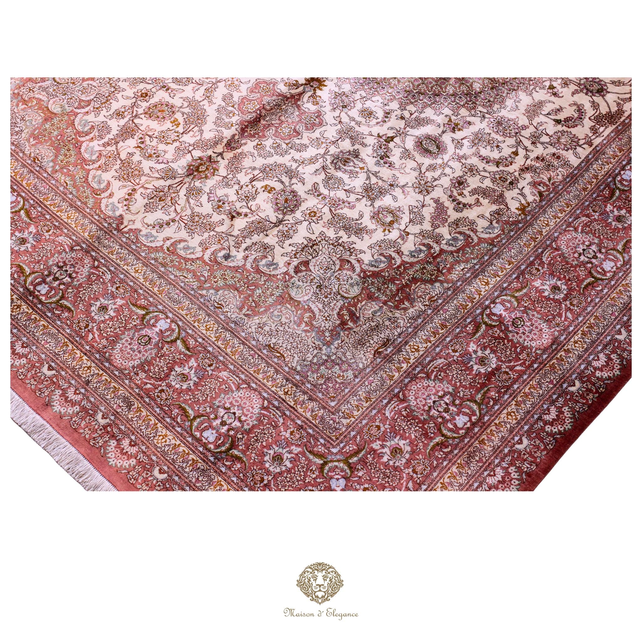 Alfombra persa exclusiva de seda pura, anudada a mano, teñida de forma natural | obra maestra de alta gama, firmada, 248 x 346 cm