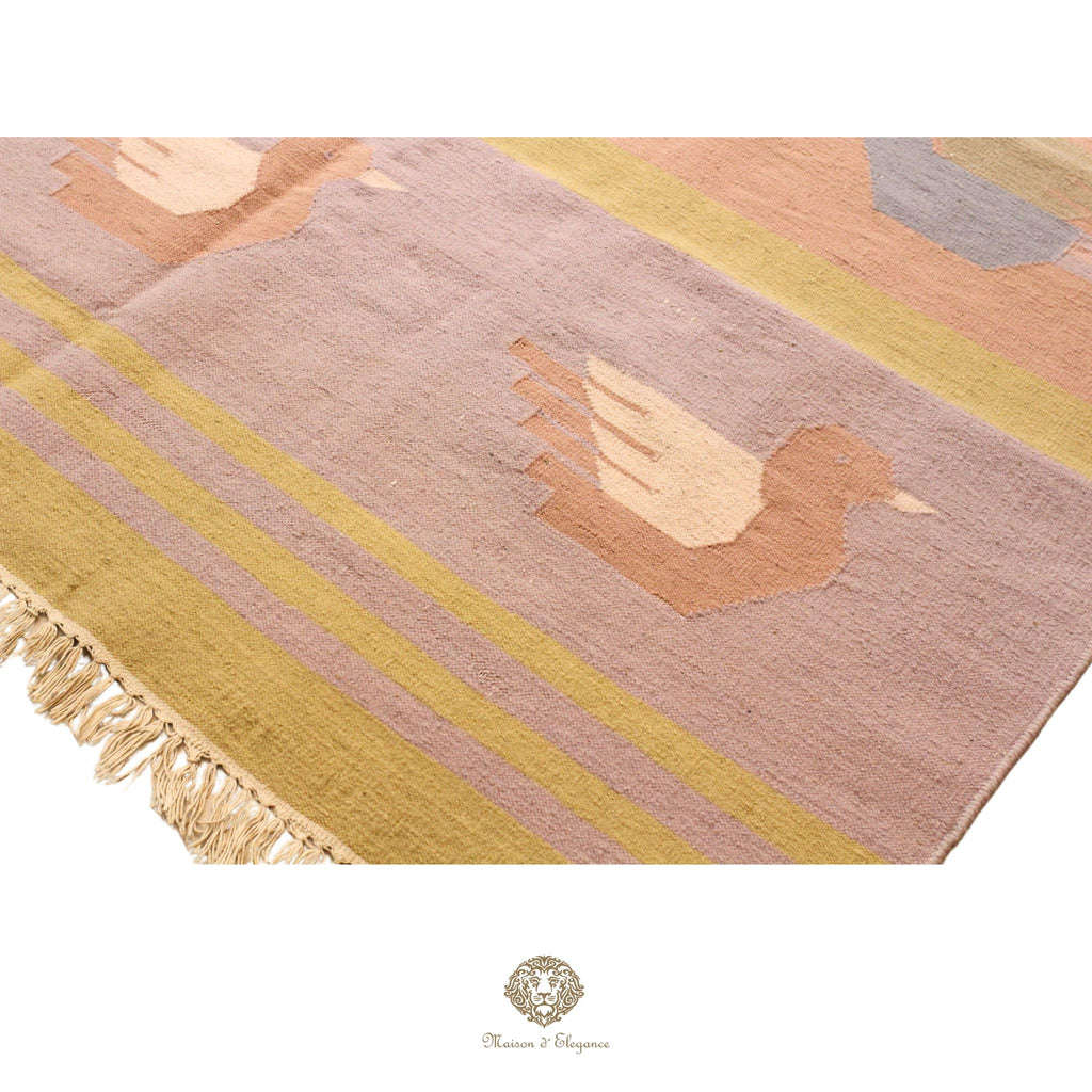 Alfombra Kilim Tejido Plano Lana Natural | Diseño Floral 273x380 cm