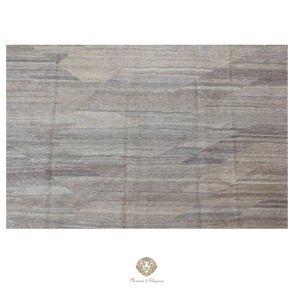 Alfombra Kilim moderna de lana lisa en color azul con tejido plano | Colección Maison Zagros 252x297 cm