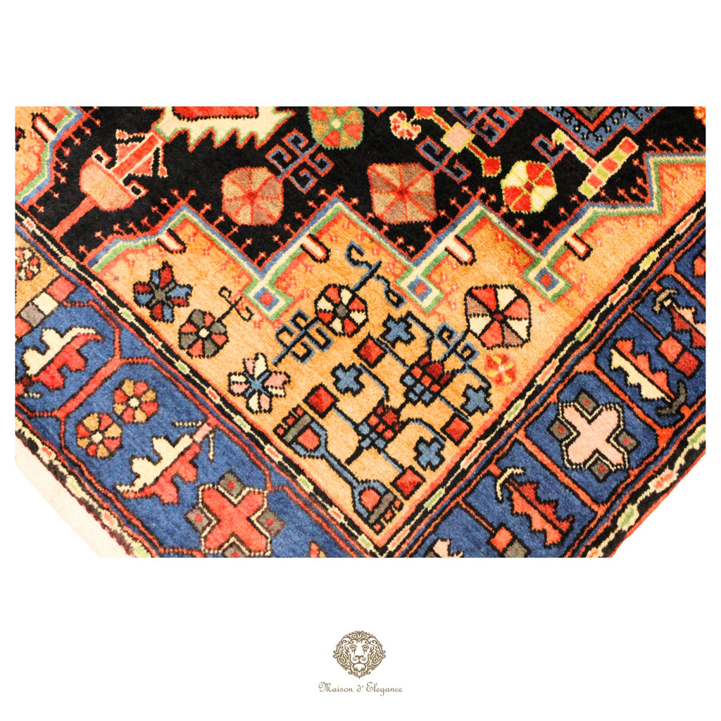 Tribal Persian Wool Rug - Geometric Medallion Design with Ivory Background | Natural Dyed 136 x 217 cm