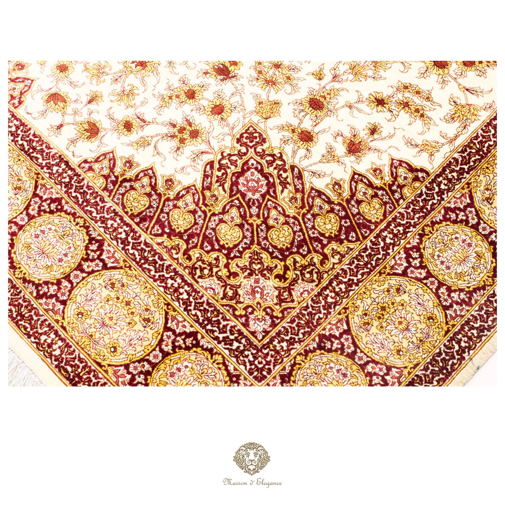Alfombra persa exclusiva de seda pura, anudada a mano, teñida de forma natural | obra maestra de alta gama, firmada, 135 x 210 cm