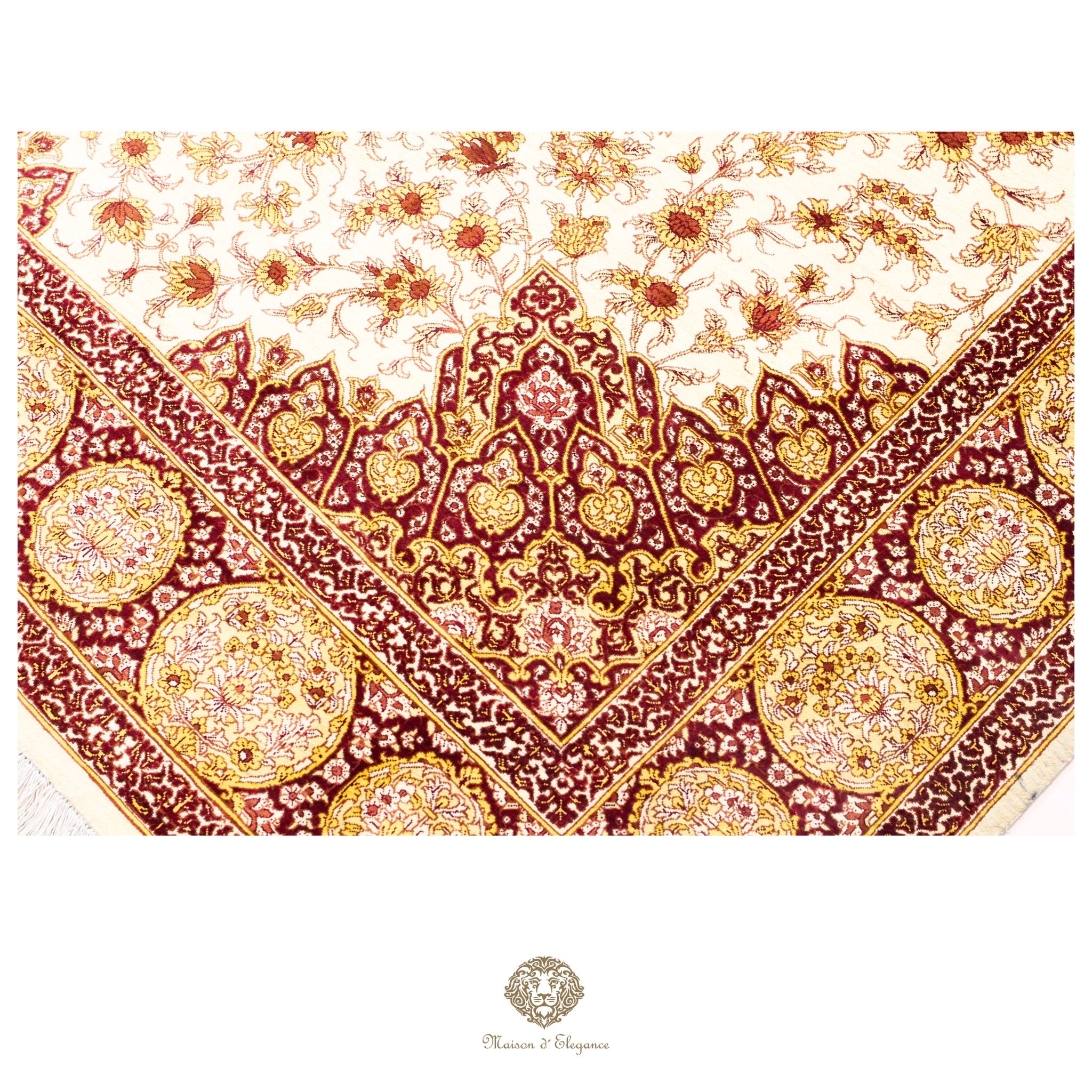 Alfombra persa exclusiva de seda pura, anudada a mano, teñida de forma natural | obra maestra de alta gama, firmada, 135 x 210 cm