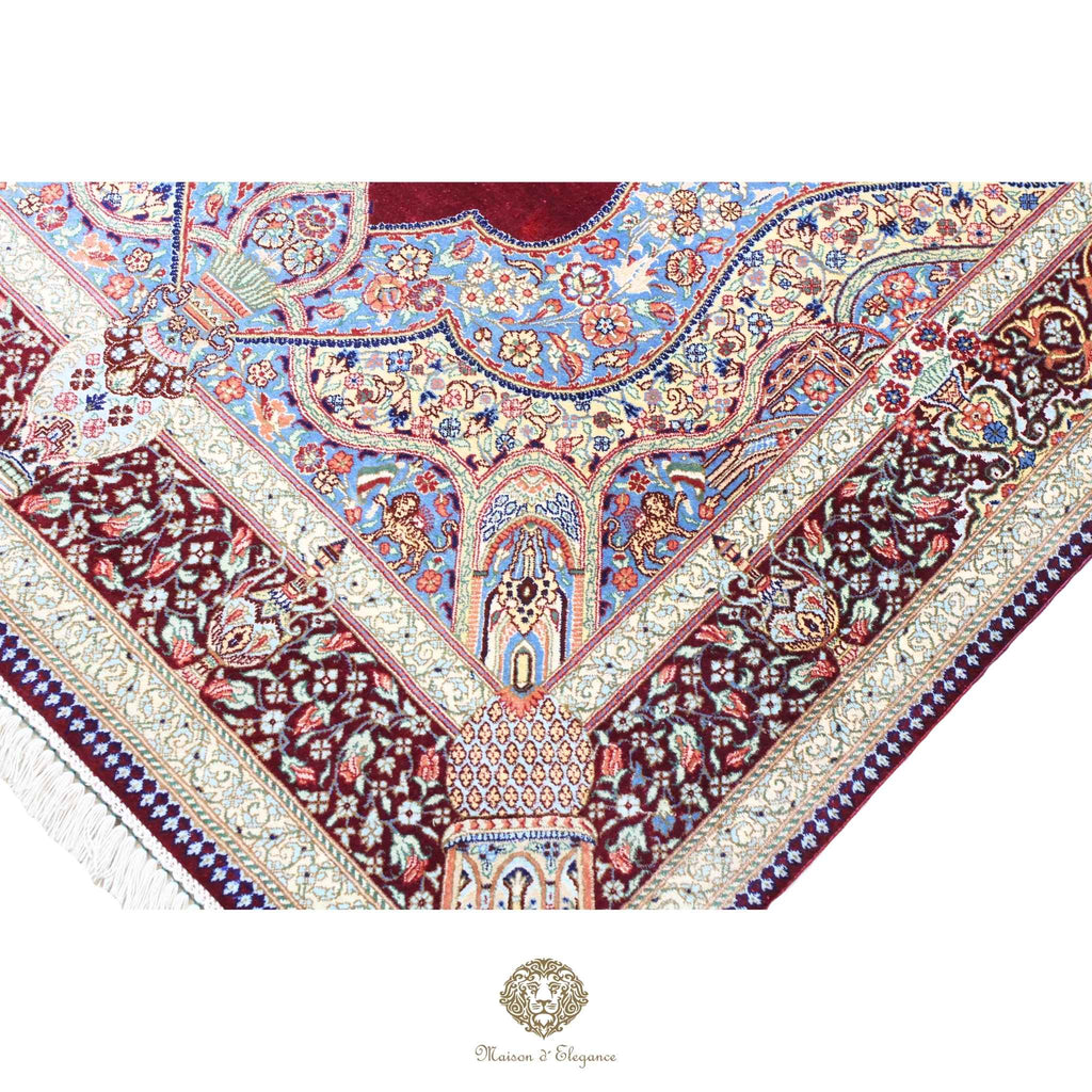 Alfombra persa exclusiva de seda pura, anudada a mano, teñida de forma natural, obra maestra de alta gama, firmada, 98 x 160 cm