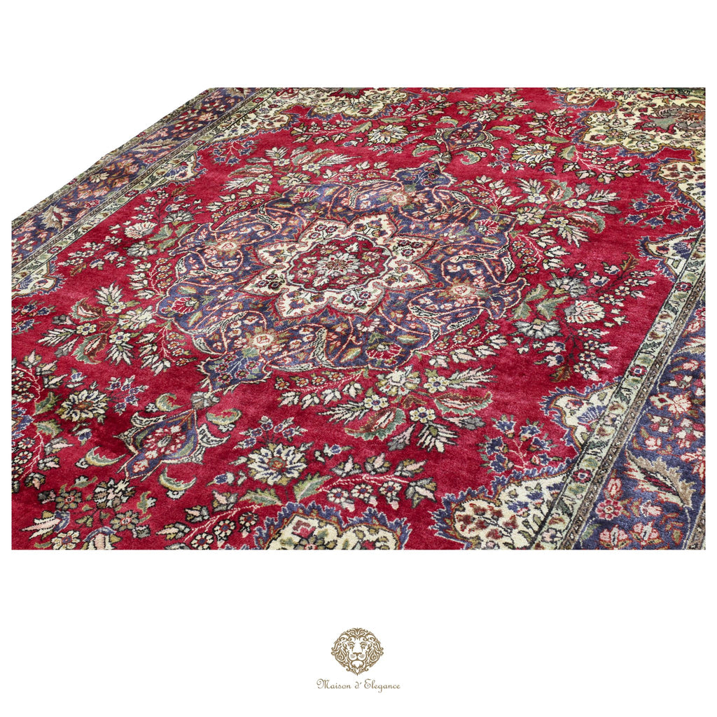Alfombra persa clásica de lana Tabriz teñida naturalmente | Diseño de medallón hecho a mano 295 x 405 cm