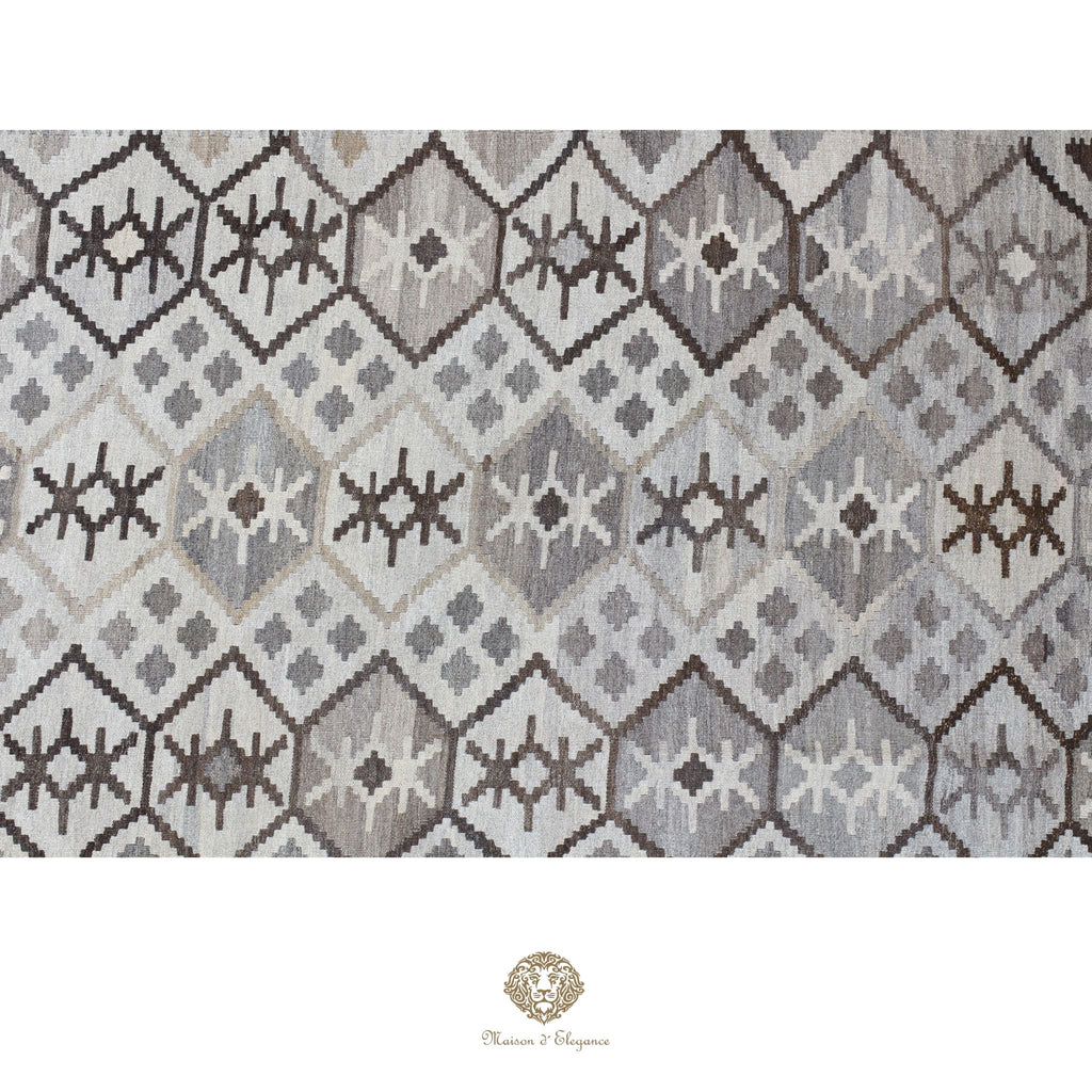 Alfombra Kilim Transicional Lana Geométrica 198x300 cm - Tintes Naturales
