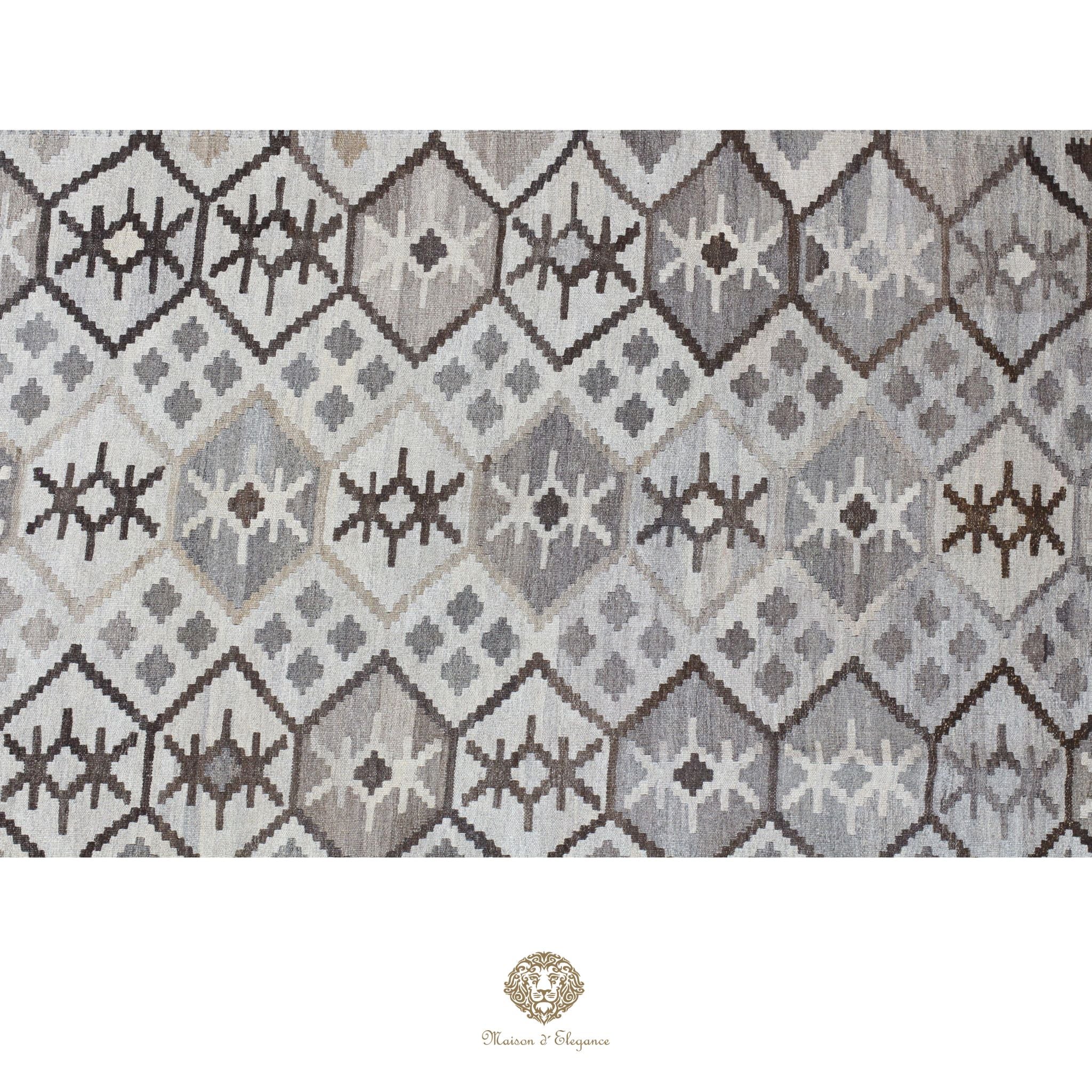Alfombra Kilim Transicional Lana Geométrica 198x300 cm - Tintes Naturales