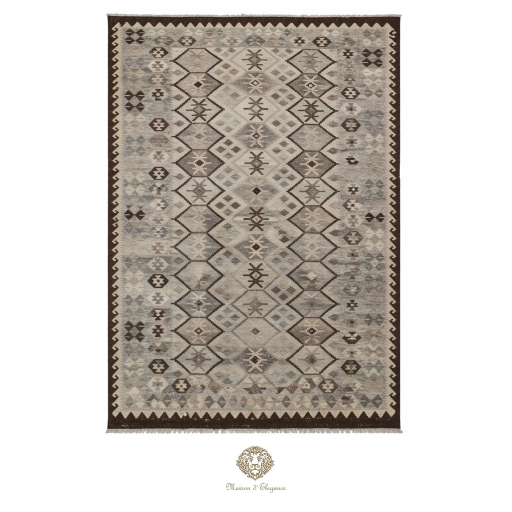 Alfombra Kilim Transicional Lana Geométrica 198x300 cm - Tintes Naturales
